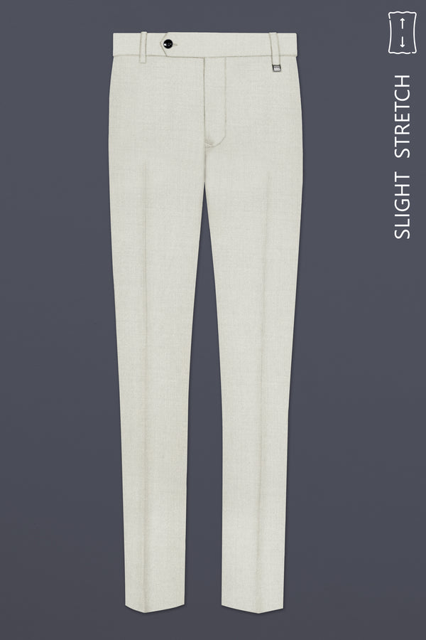 Mist-Swirl Gray Solid Wool Rich Slight Stretch Waistband Pant