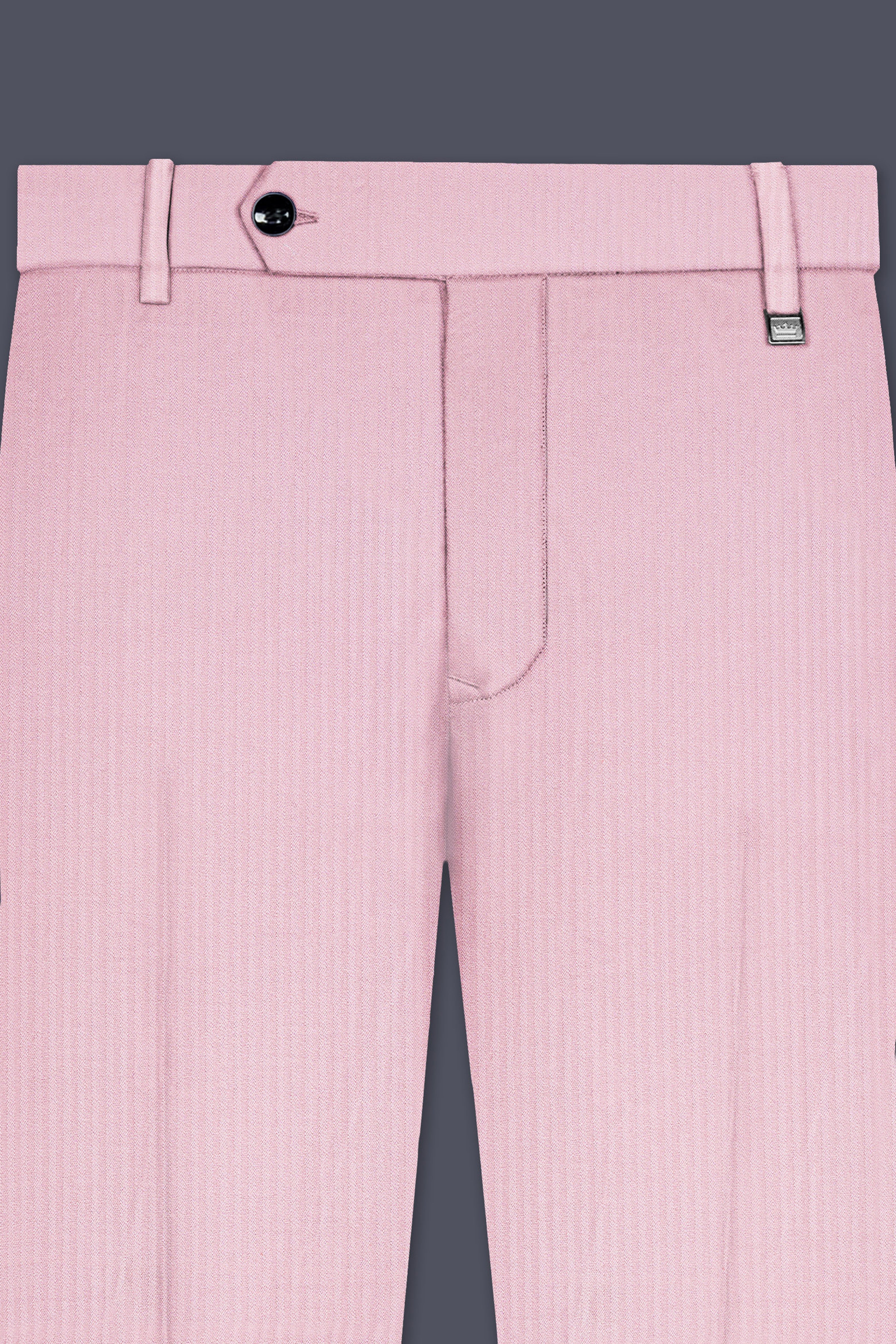 Rose Pink Striped Wool Rich Stretchable Waistband Pant