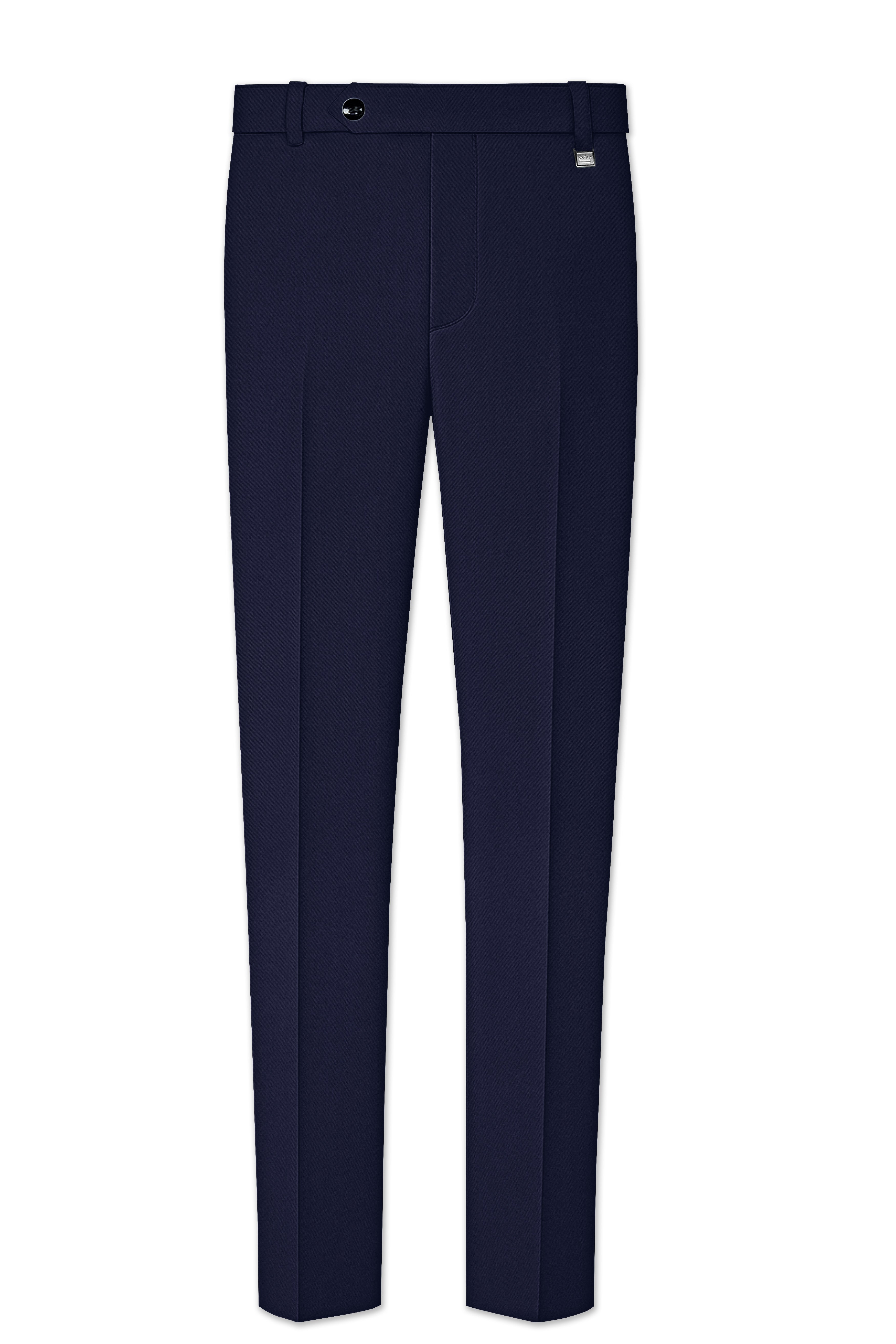 Azurion-Royal Blue Wool Rich Stretchable Waistband Pant