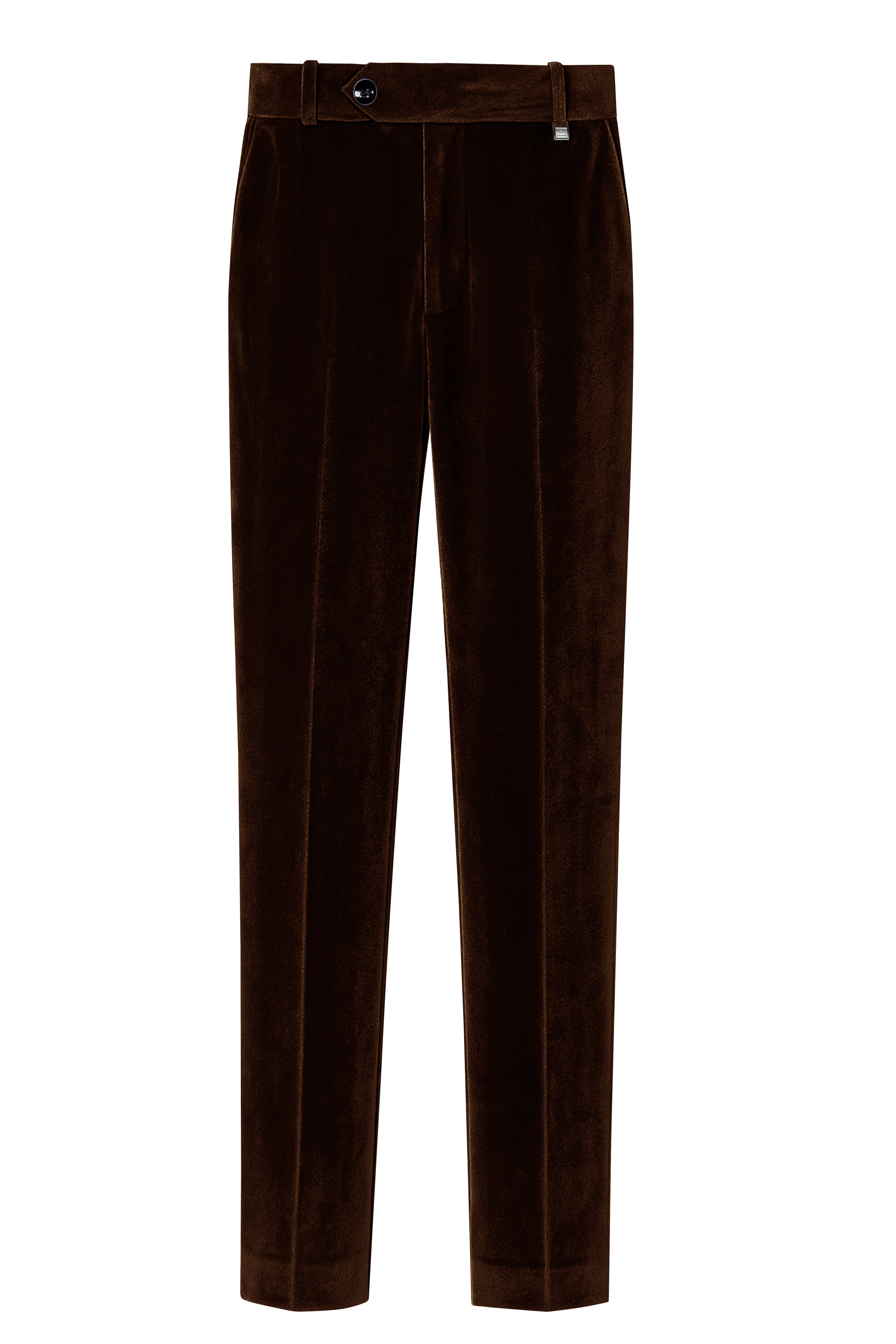 Fumivell-Asphalt Brown Velvet Stretchable Waistband Pant