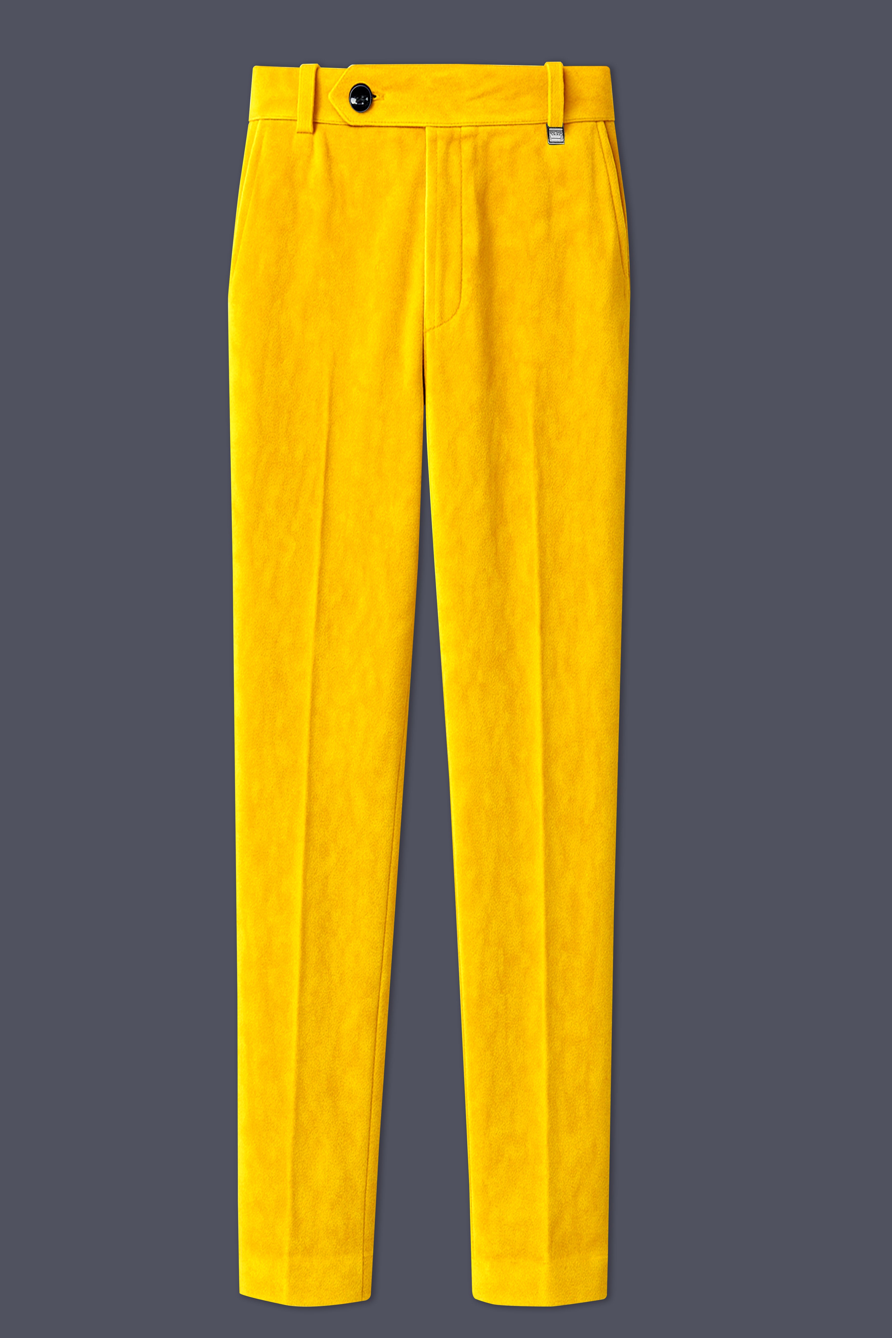 Safvell-Mustard Yellow Velvet Stretchable Waistband Pant
