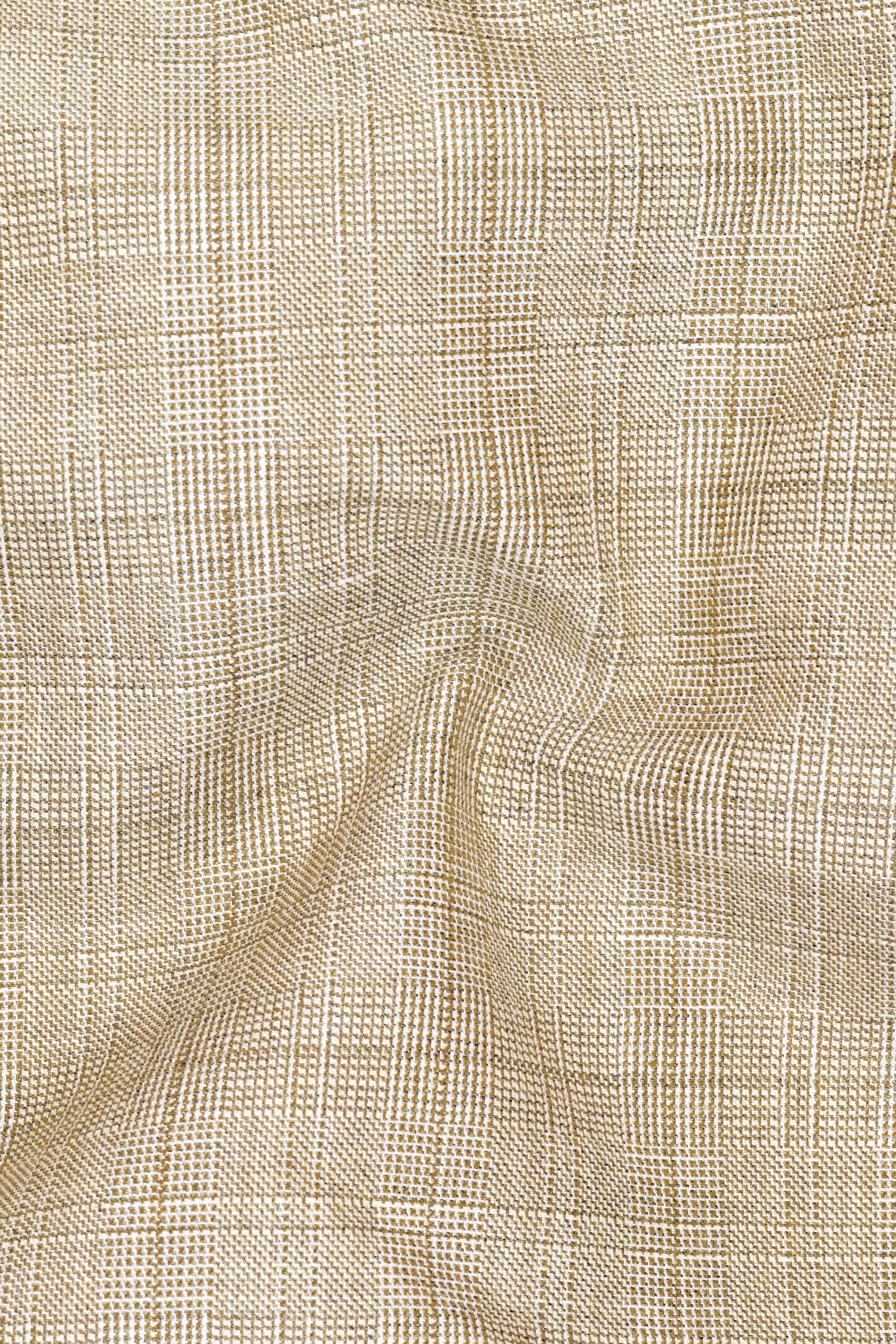 Alviora-Rodeo Dust Cream Windowpane Wool Rich Stretchable Waistband Pant