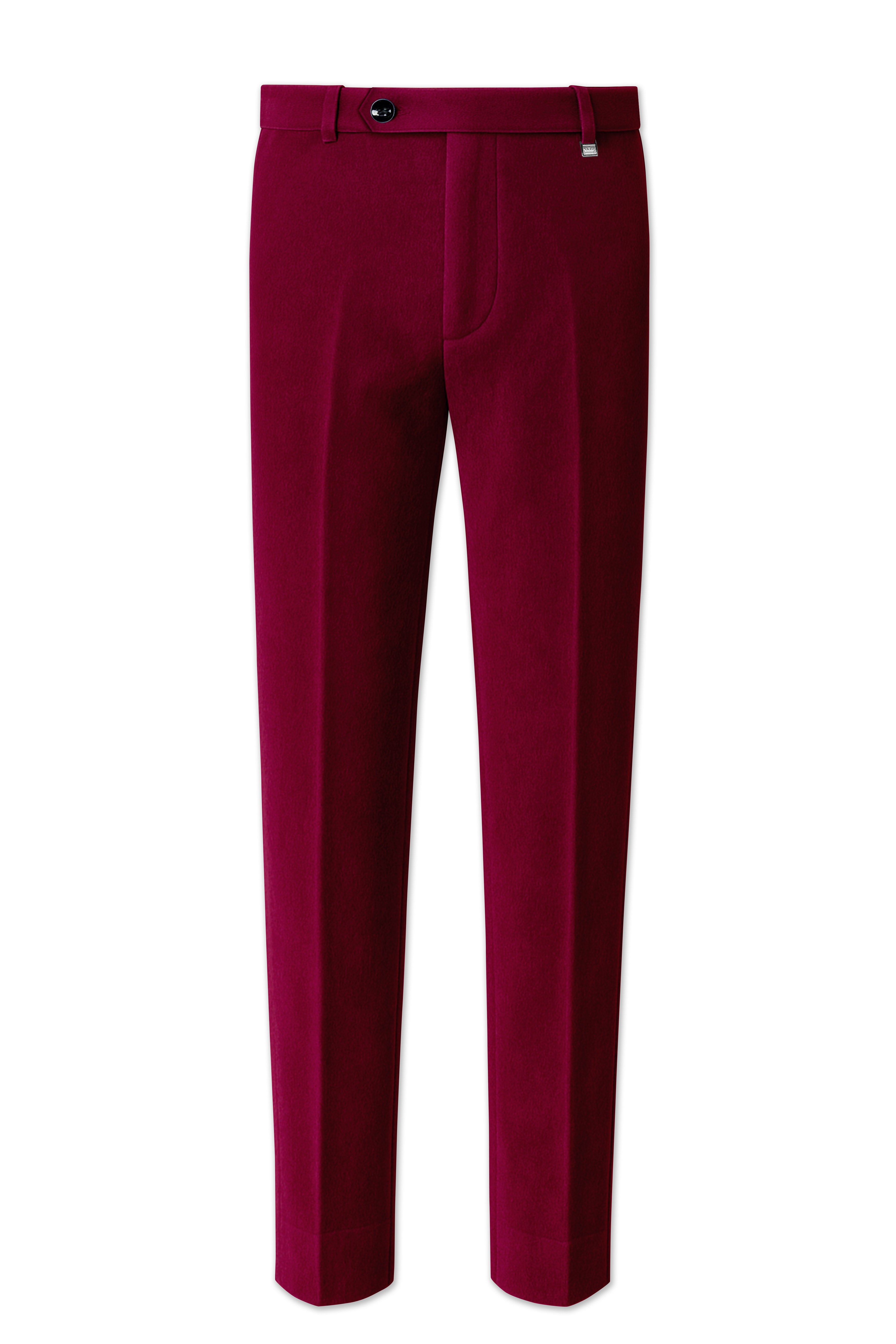 Marcrest-Castro maroon Velvet Stretchable Waistband Pant