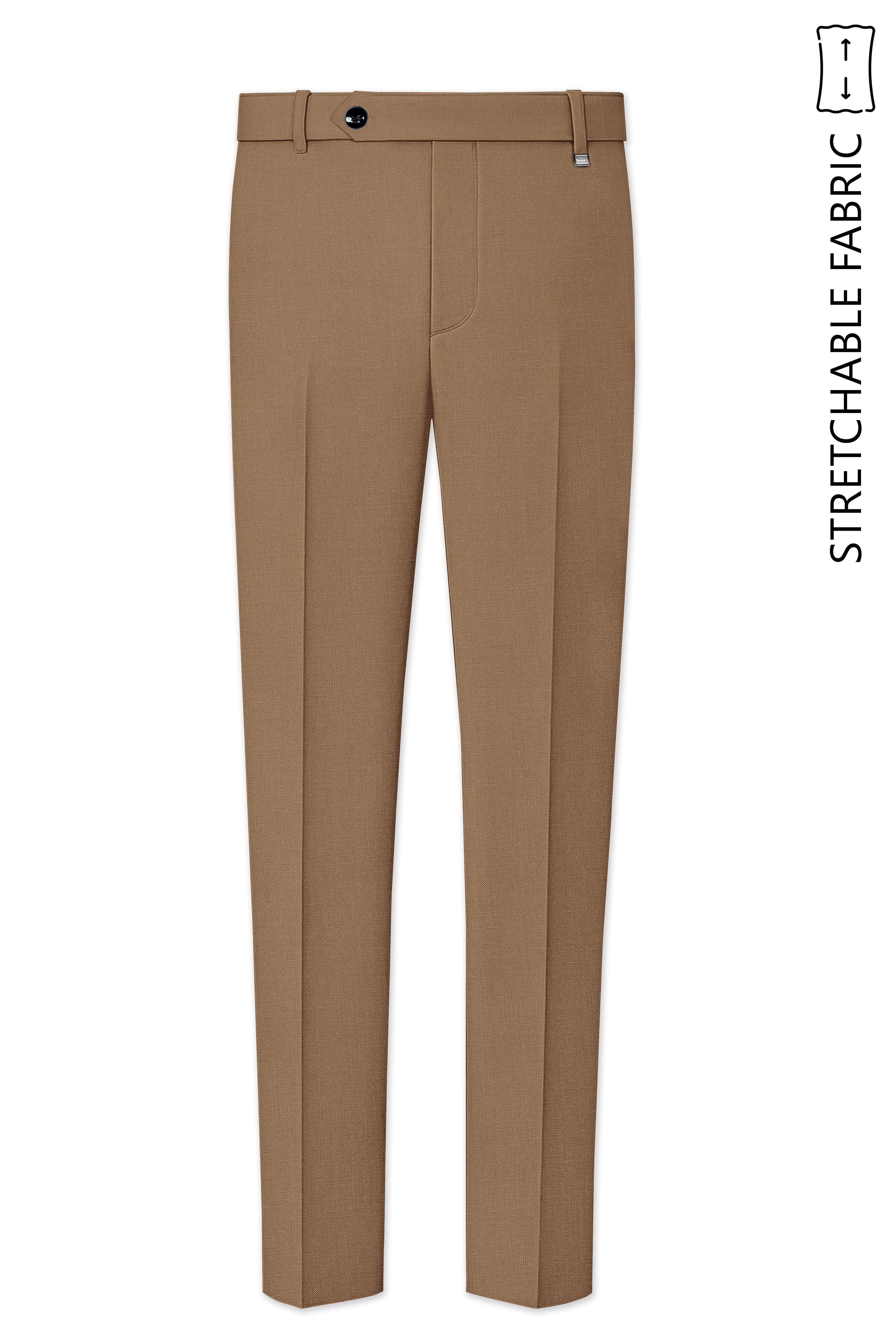 Cremont-Mocha Brown Luxurious Linen Stretchable Waistband Pant