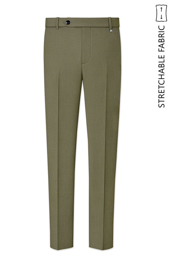 Zyren-Finch Green Luxurious Linen Stretchable Waistband Pant