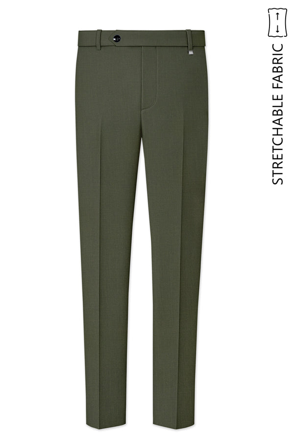 Virenzo-Rifle Green Luxurious Linen Stretchable Waistband Pant