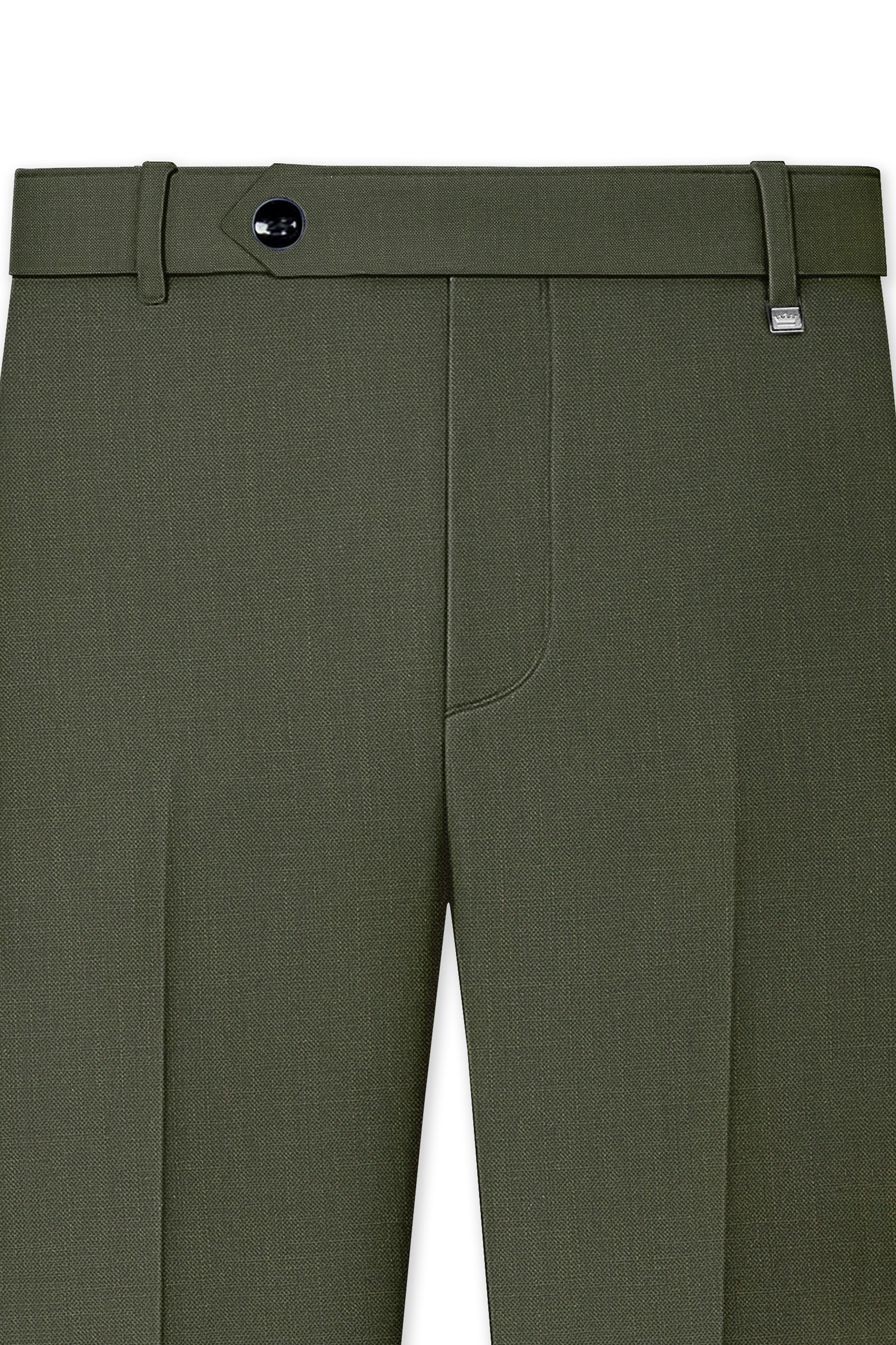Virenzo-Rifle Green Luxurious Linen Stretchable Waistband Pant