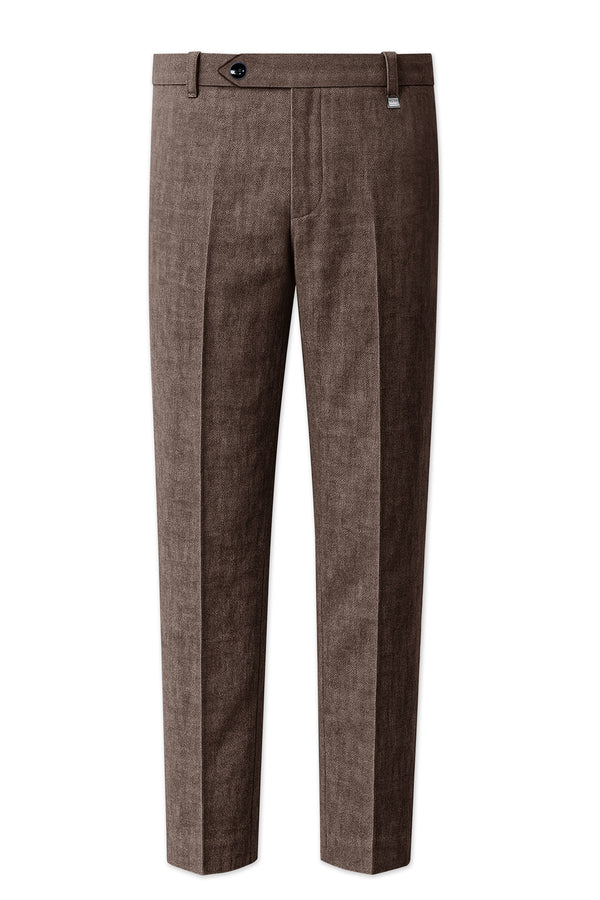 Velbrun-Kabul Brown Luxurious Linen Stretchable Waistband Pant