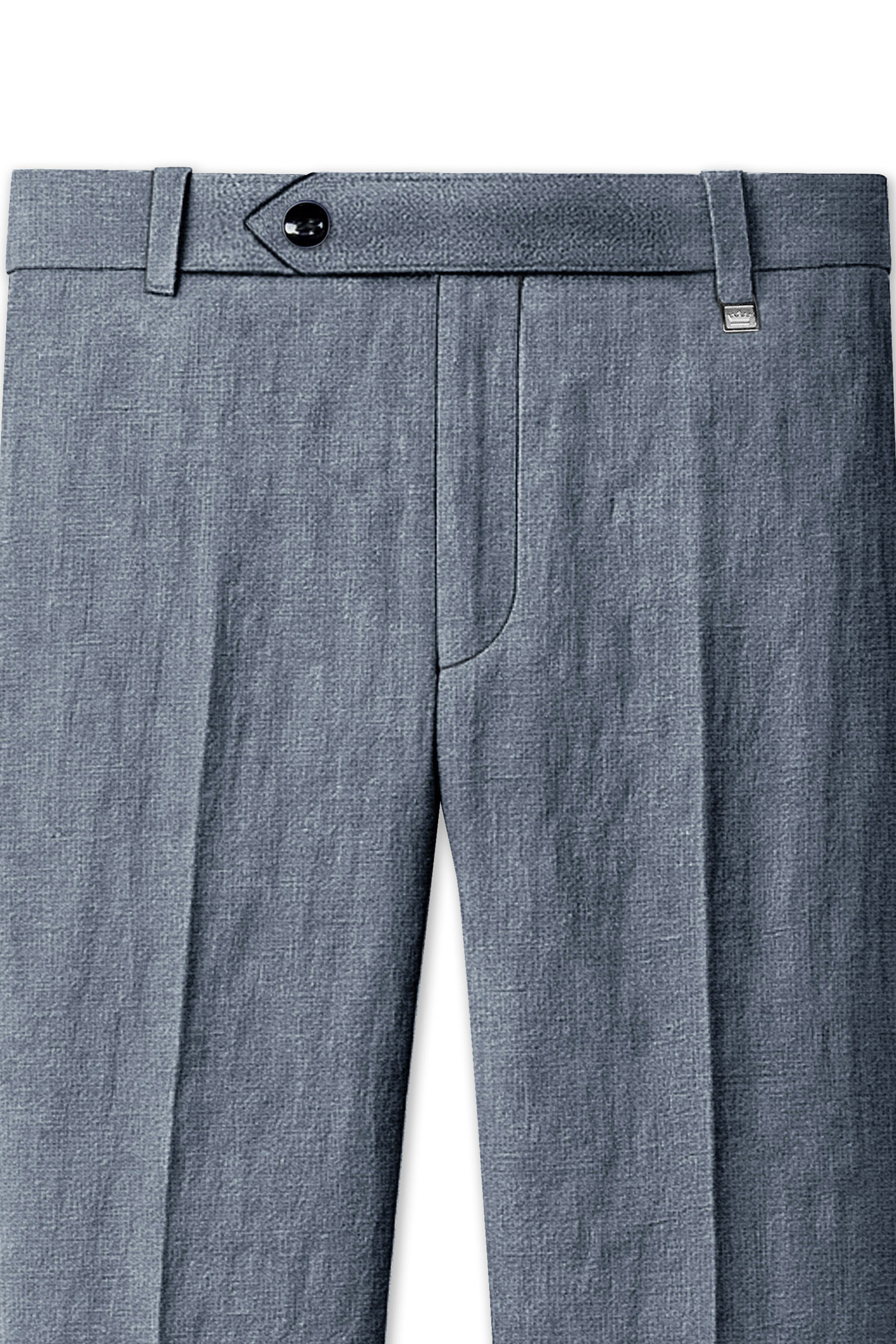 Azurven-Cadet Blue Luxurious Linen Stretchable Waistband Pant