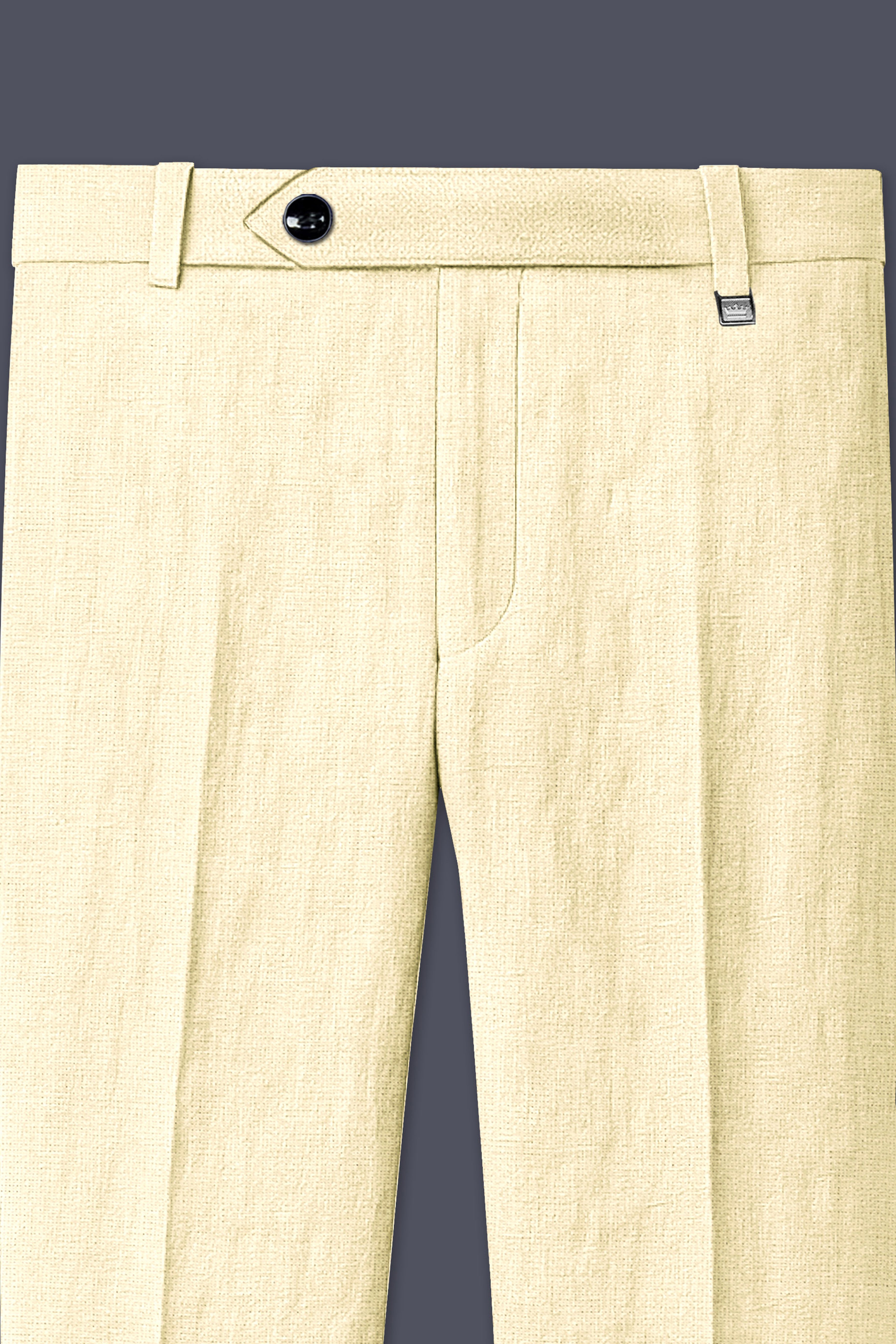 Crevano-Tequila Cream Luxurious Linen Stretchable Waistband Pant