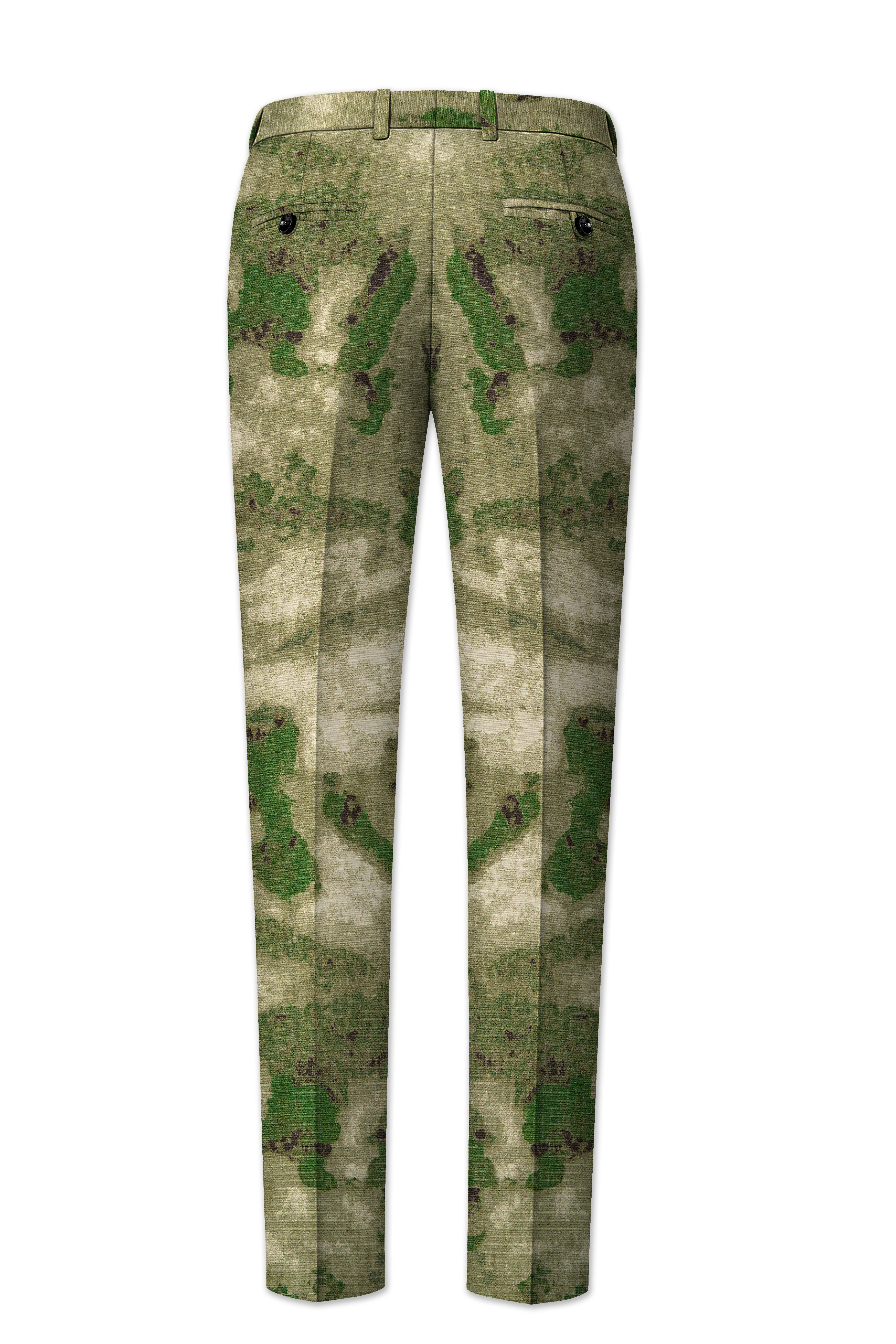 Virenza-Rifle Green and Wafer Cream Tie Dye Printed Premium Cotton Stretchable Waistband Pant