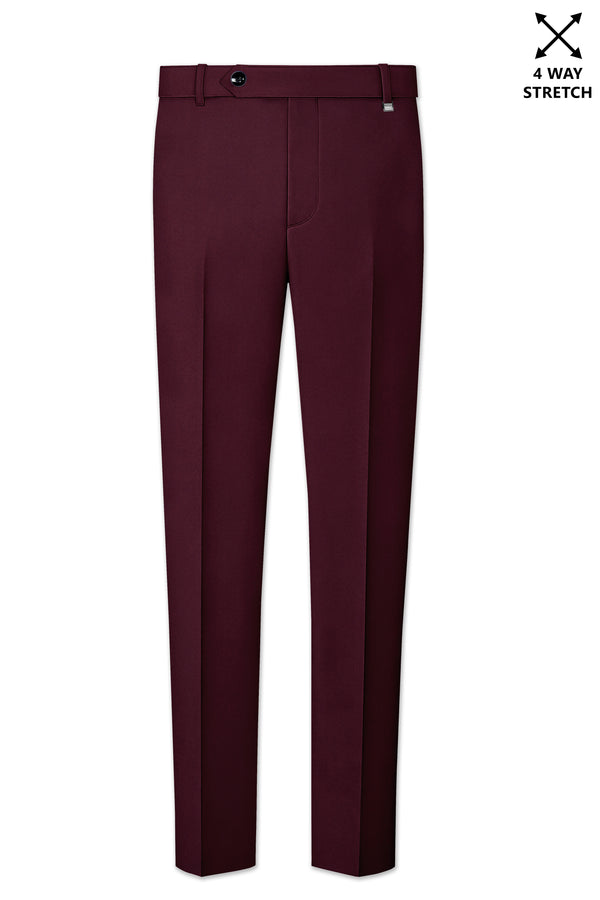 Flexmaro-Korean Crater Maroon 4-Way Stretch Wrinkle-Free Wool Rich Stretchable Waistband Pant