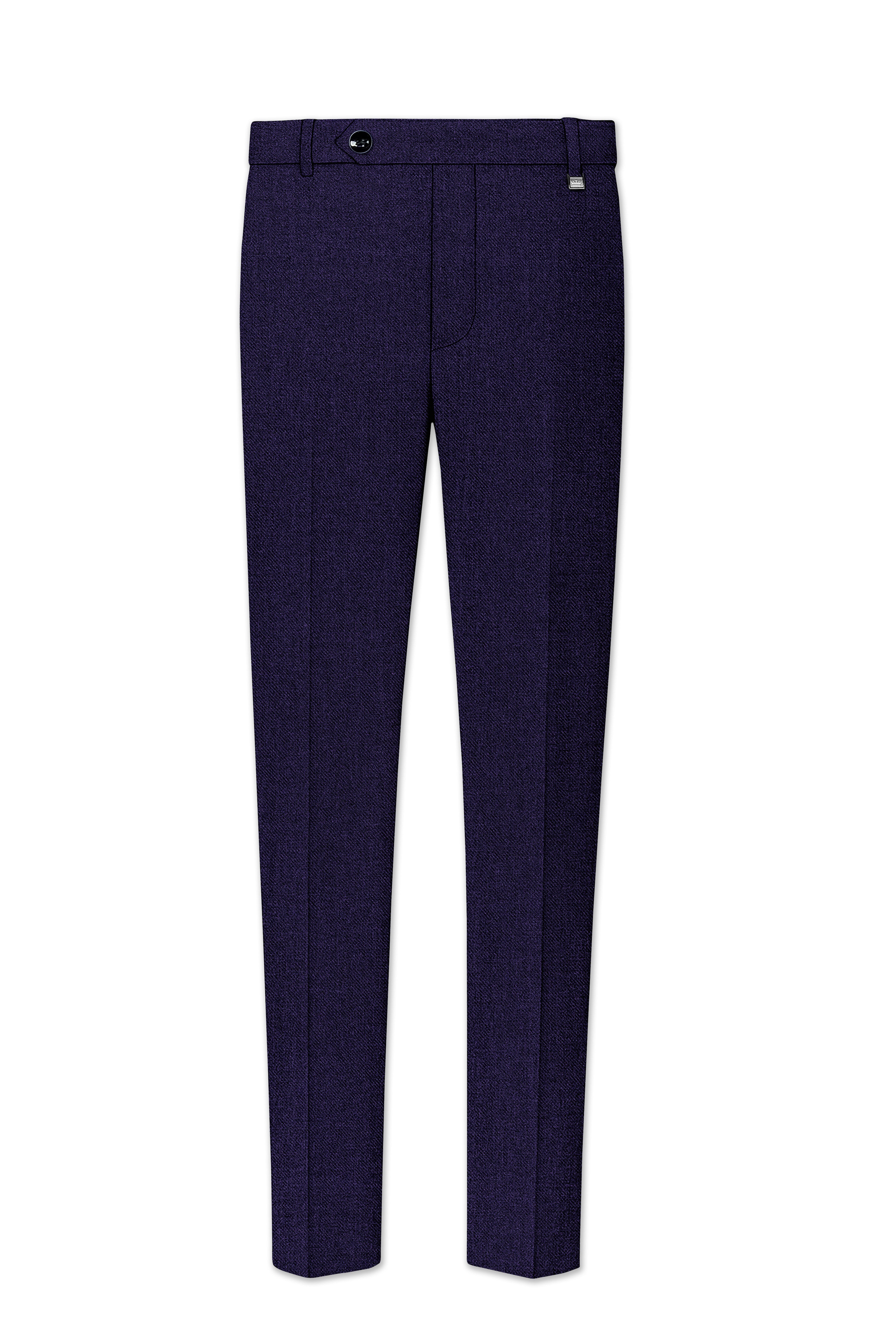 Bluvoro-Mirage Blue Textured Tweed Stretchable Waistband Pant