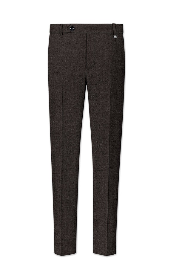 Auregond-Gondola Brown Textured Stretchable Waistband Pant
