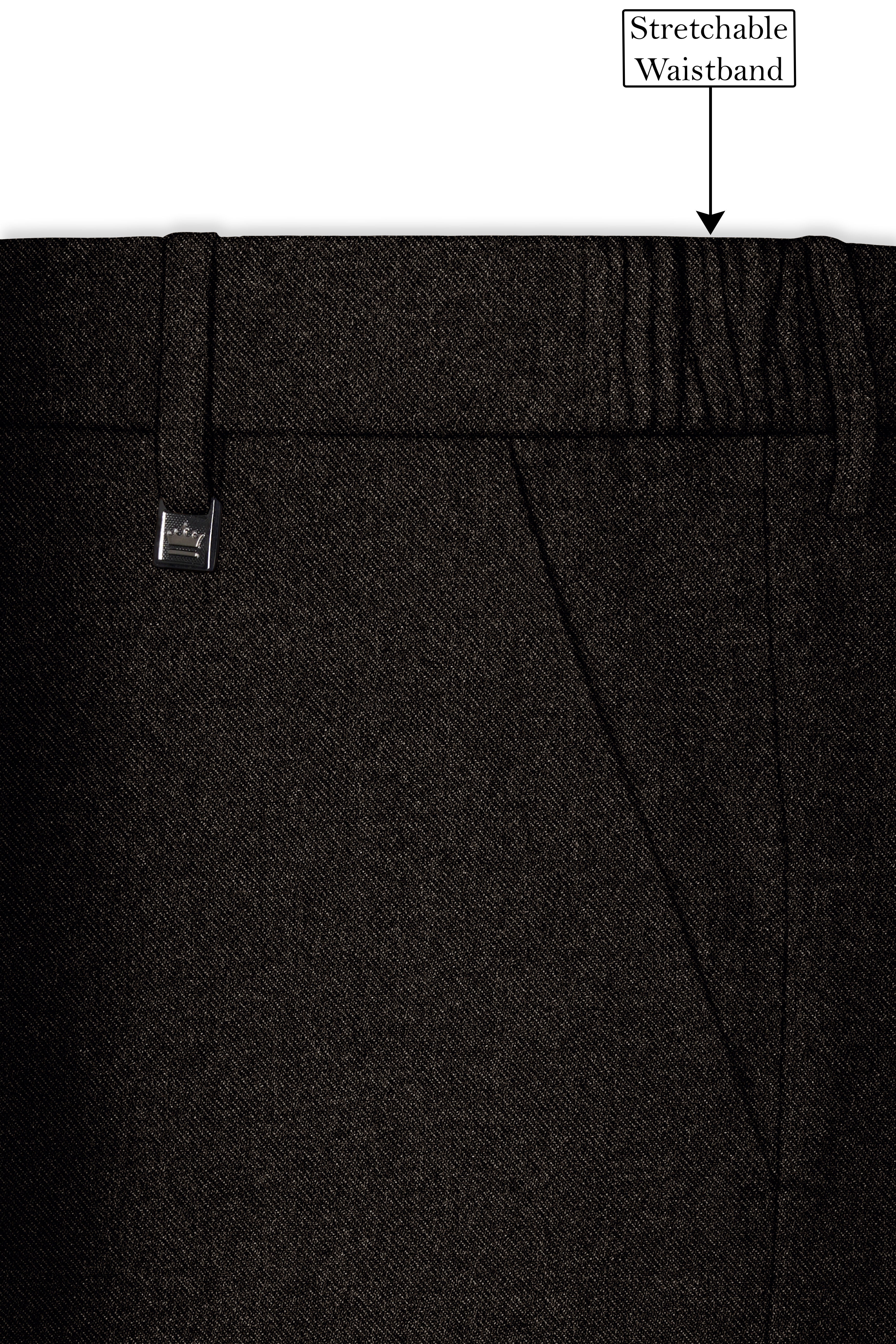 Auregond-Gondola Brown Textured Stretchable Waistband Pant