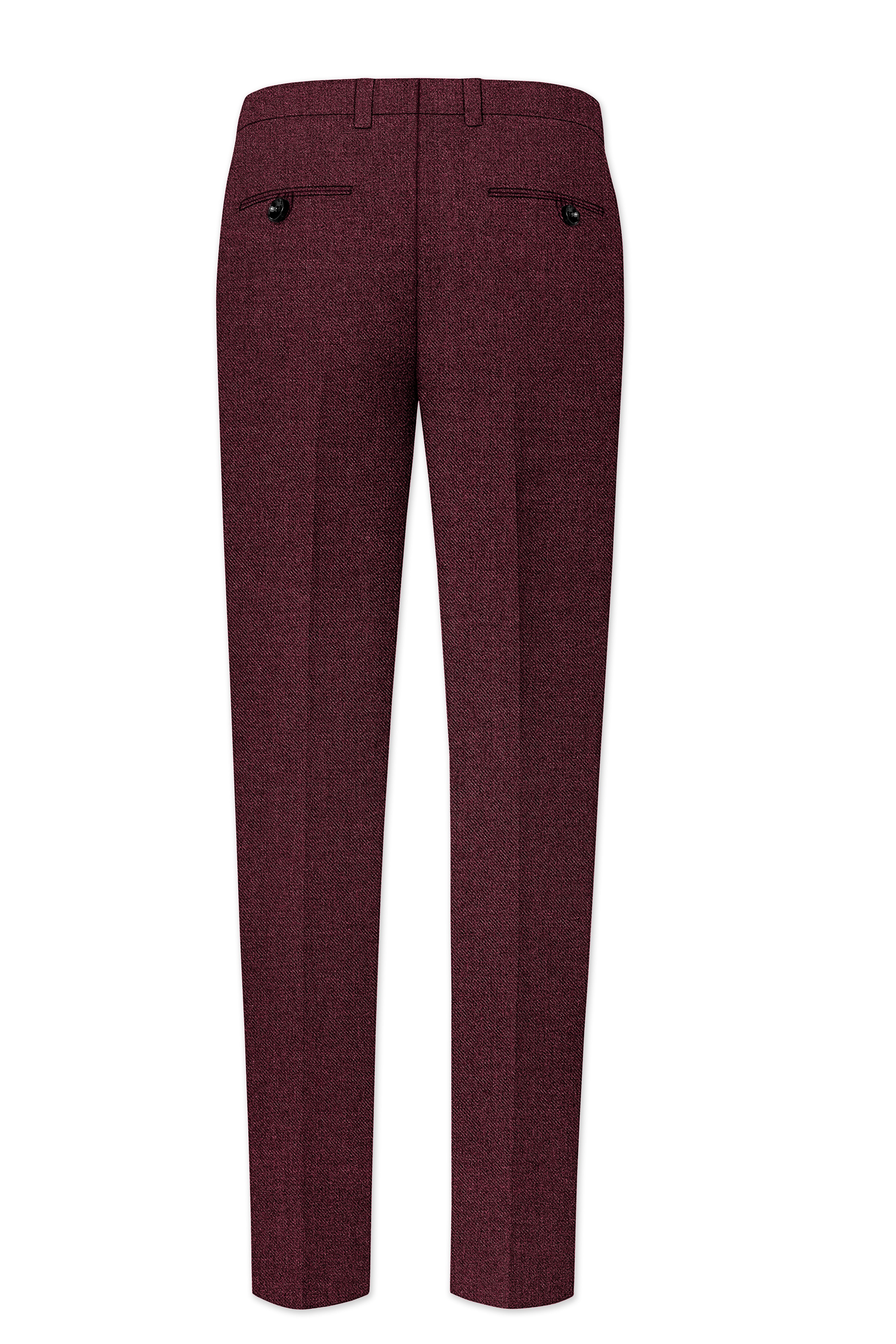 Burgvoro-Crated Maroon Textured Tweed Stretchable Waistband Pant