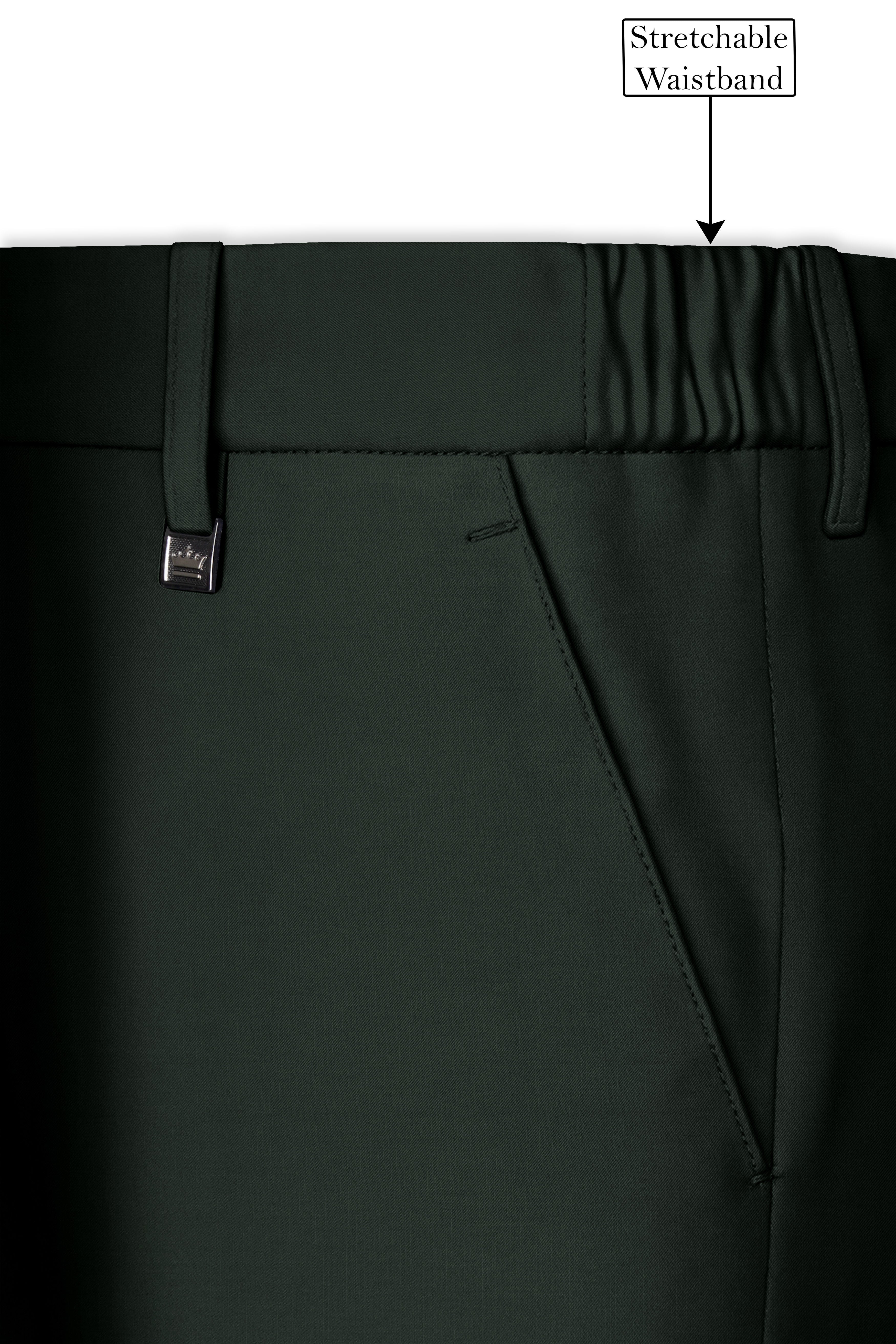 Virenza-Rangoon Green Solid Premium Cotton Stretchable Waistband Pant