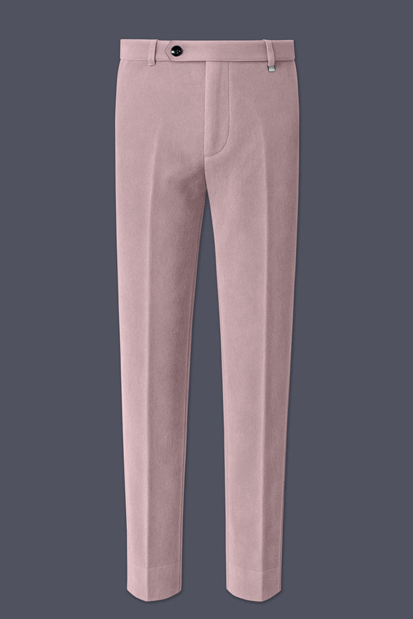 Rosvoro-Calming Pink Velvet Stretchable Waistband Pant