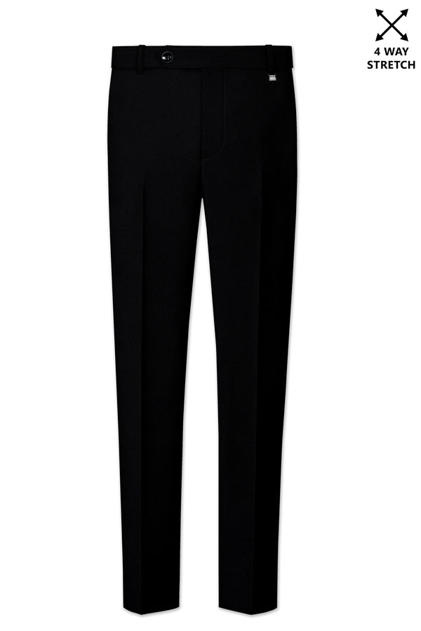Kuro-Japanese Jade Black 4-Way Stretch Wrinkle-Free Wool Rich Stretchable Waistband Pant