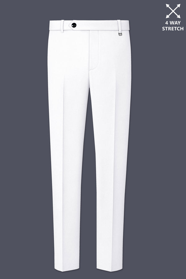 Shiro-Japanese Bright White 4-Way Stretch Wrinkle-Free Wool Rich Stretchable Waistband Pant
