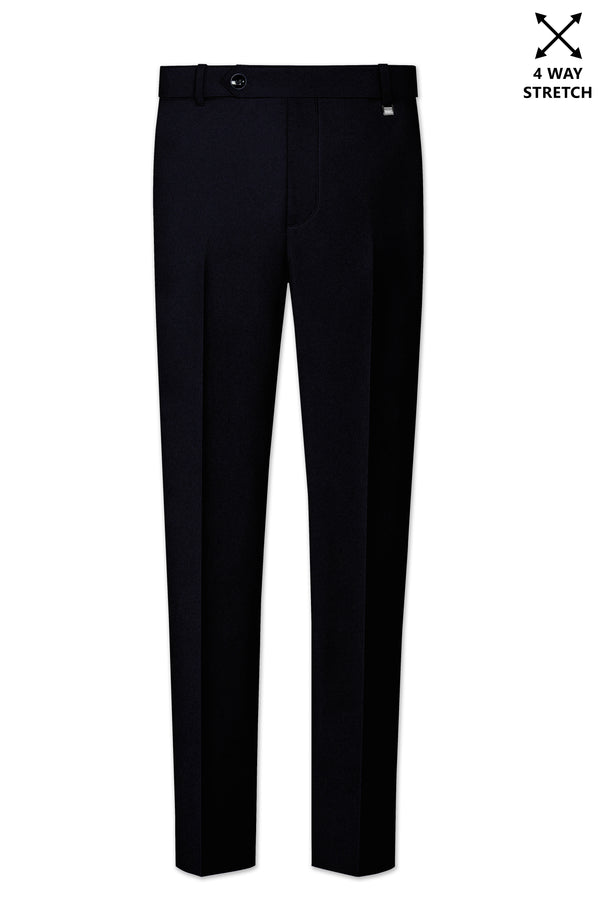 Aozora-Japanese Marine Blue 4-Way Stretch Wrinkle-Free Wool Rich Stretchable Waistband Pant