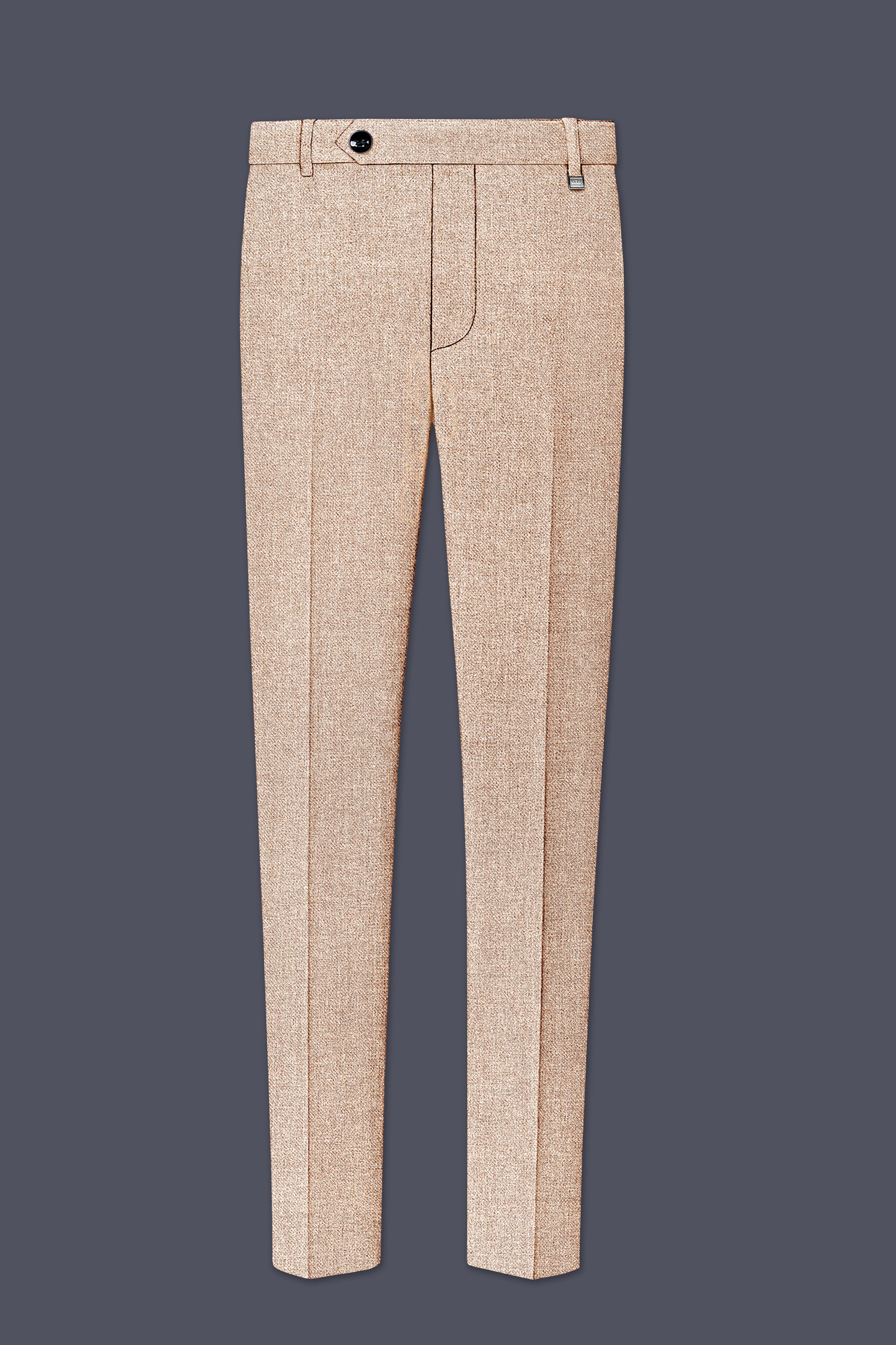 Ivoro-Bizarre Cream Textured Tweed Stretchable Waistband Pant