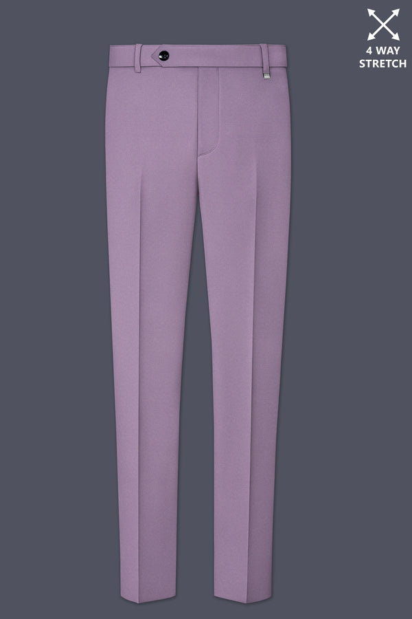 Violeto-Korean Mobster Purple 4-Way Stretch Wool Rich Stretchable Waistband Pant