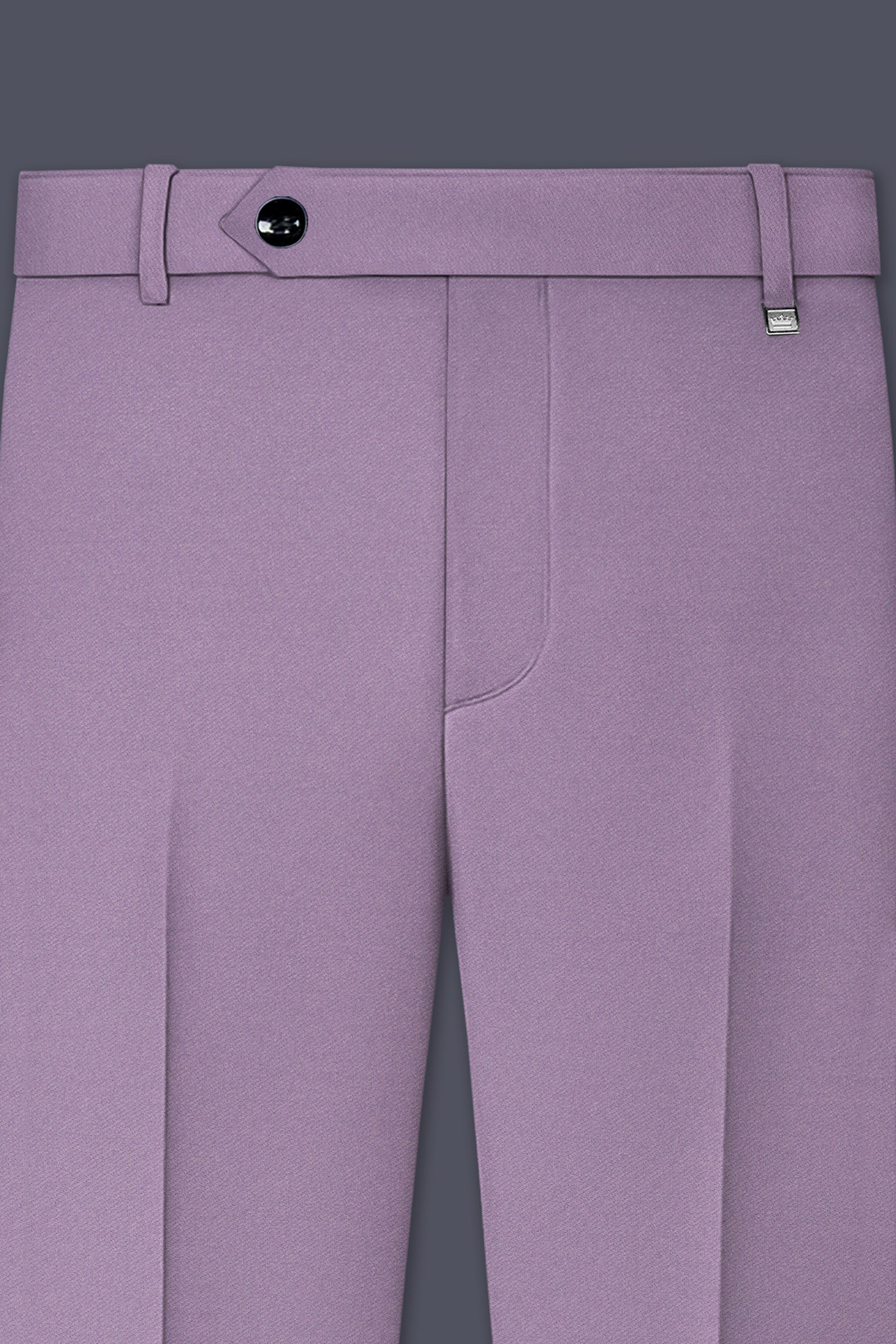 Violeto-Korean Mobster Purple 4-Way Stretch Wool Rich Stretchable Waistband Pant