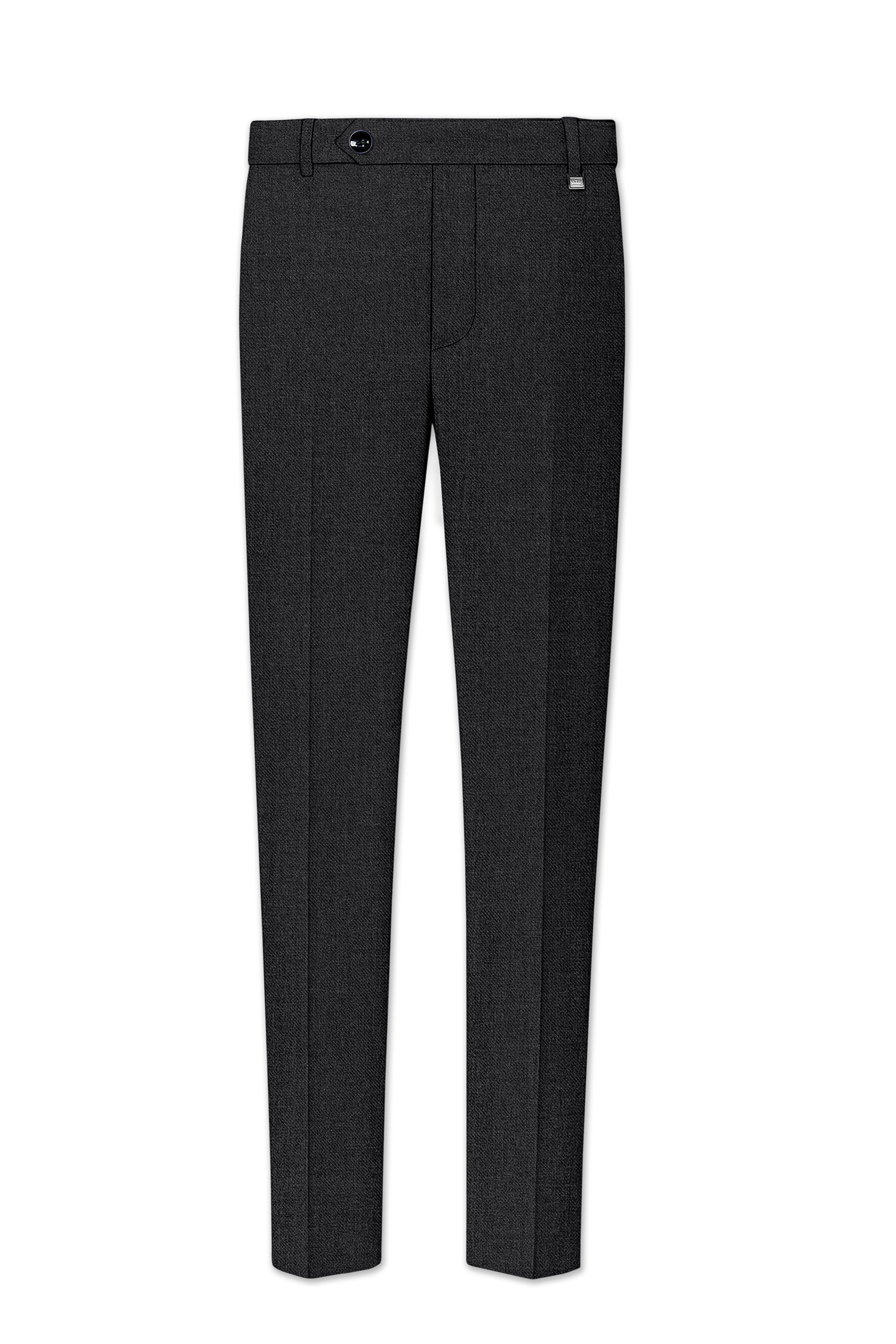 Cinerro-Mine Shaft Gray Textured Tweed Stretchable Waistband Pant
