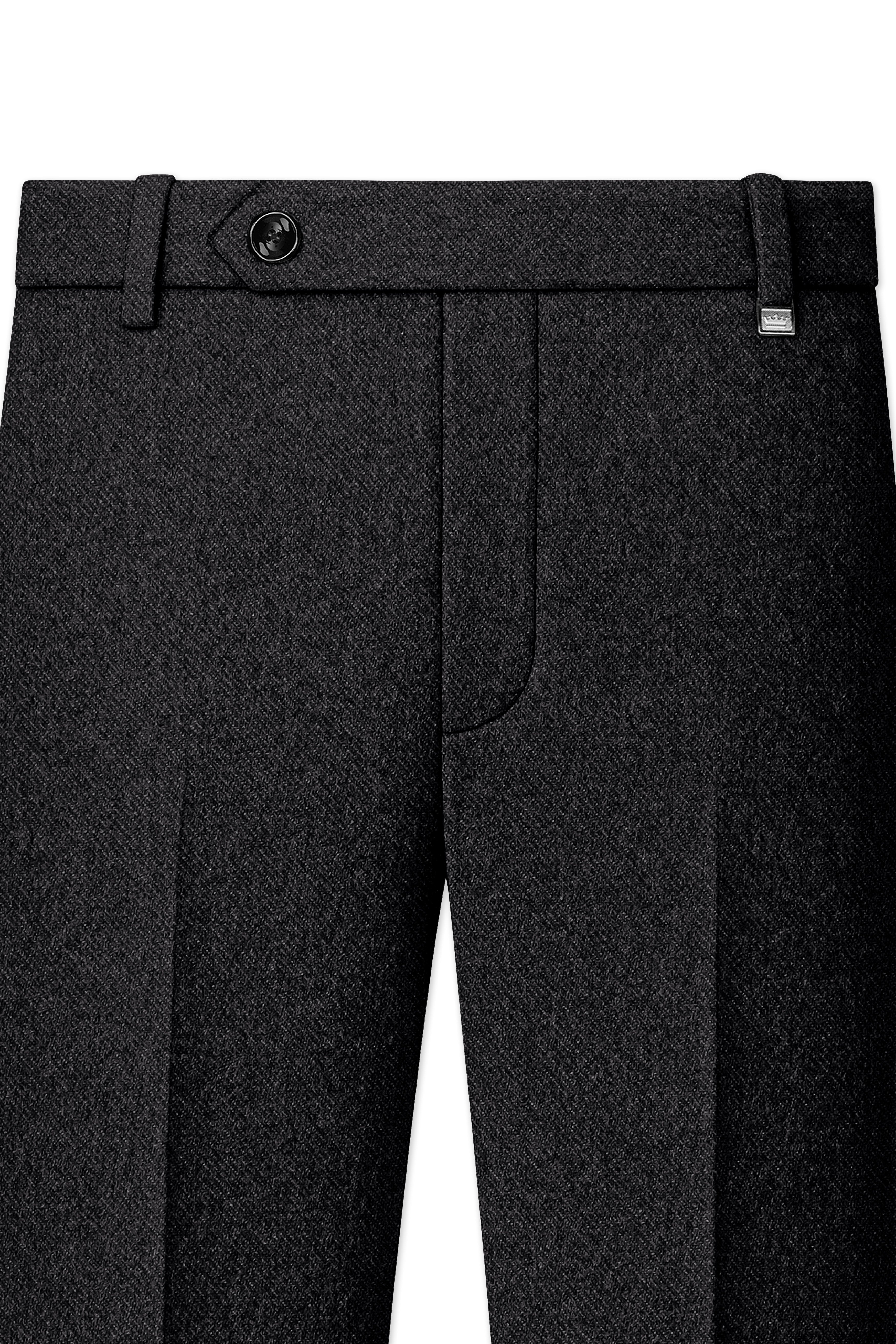 Cinerro-Mine Shaft Gray Textured Tweed Stretchable Waistband Pant