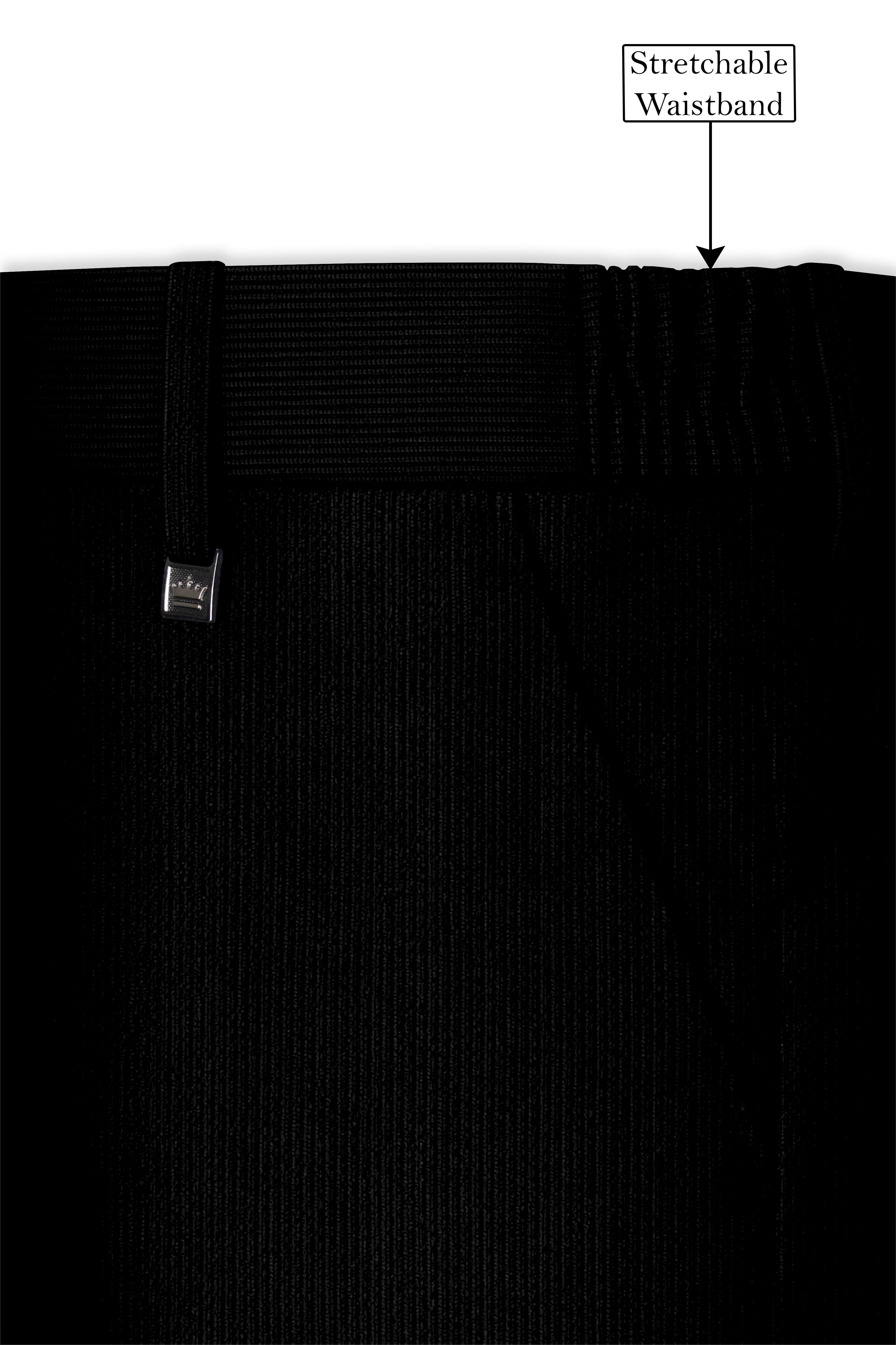 Jadenzo-Jade Black Corduroy Premium Stretchable Waistband Pant
