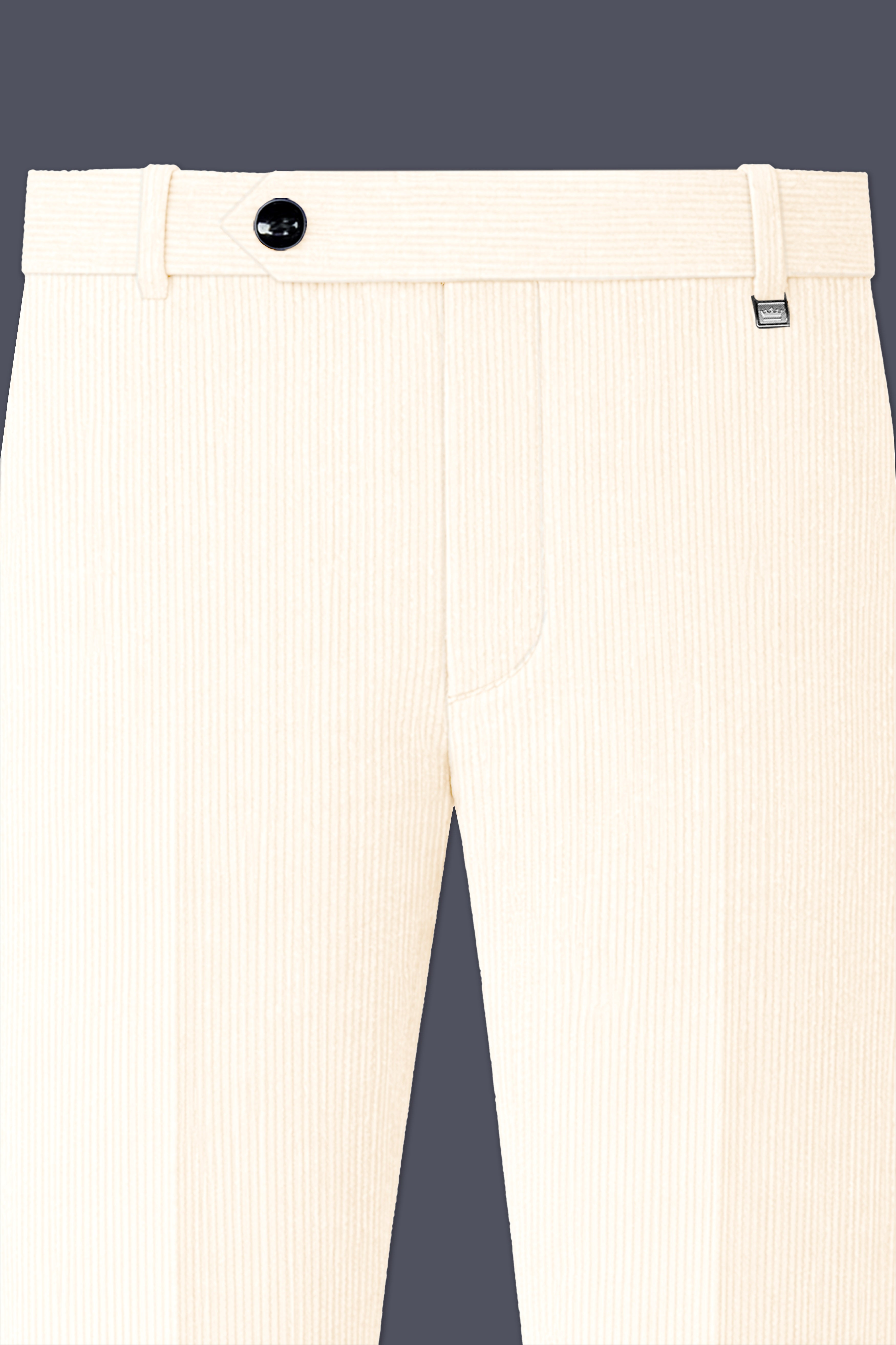 Ivoro-Swizzle Cream Corduroy Premium Stretchable Waistband Pant