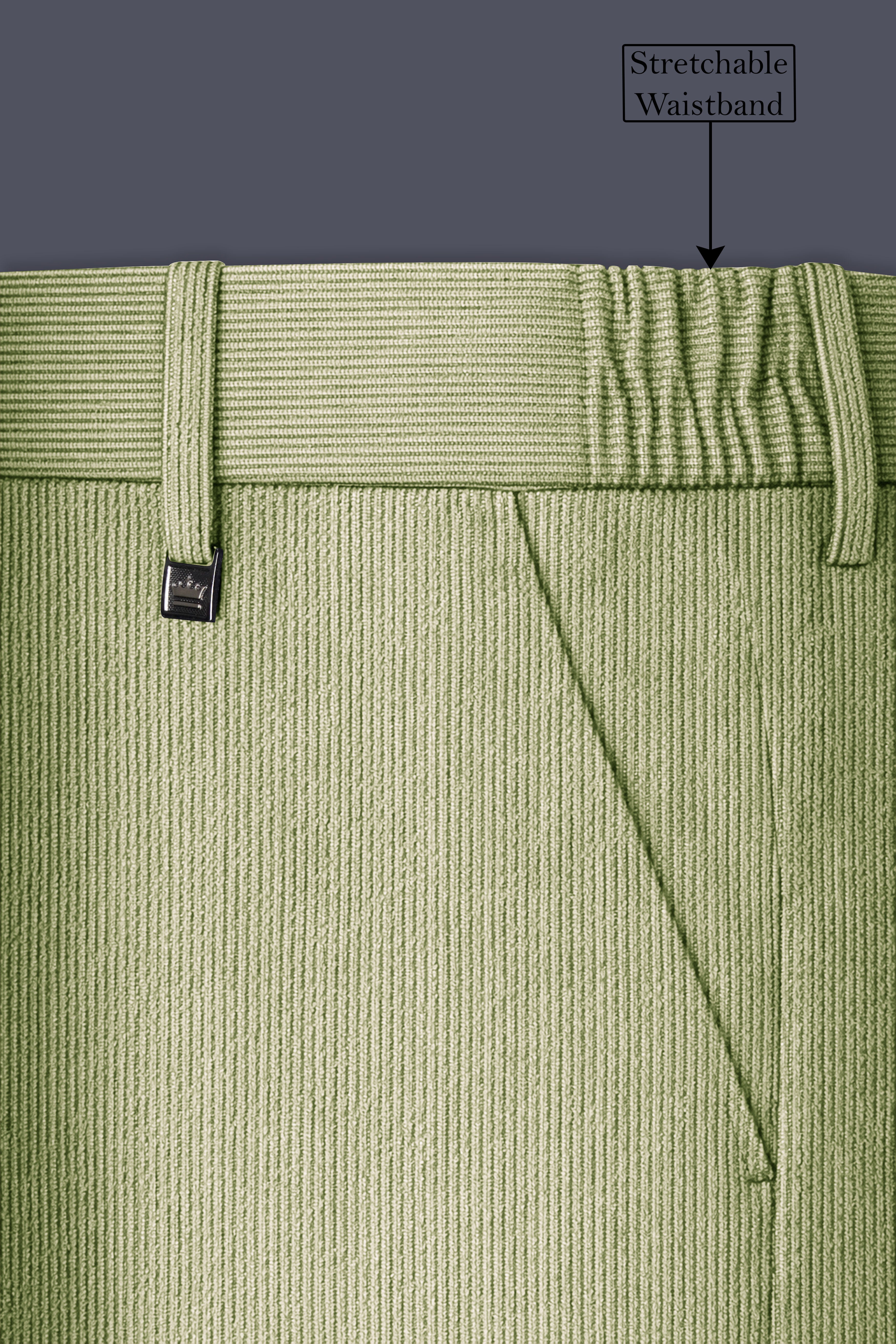 Aurethist-Thistle Green Corduroy Premium Stretchable Waistband Pant