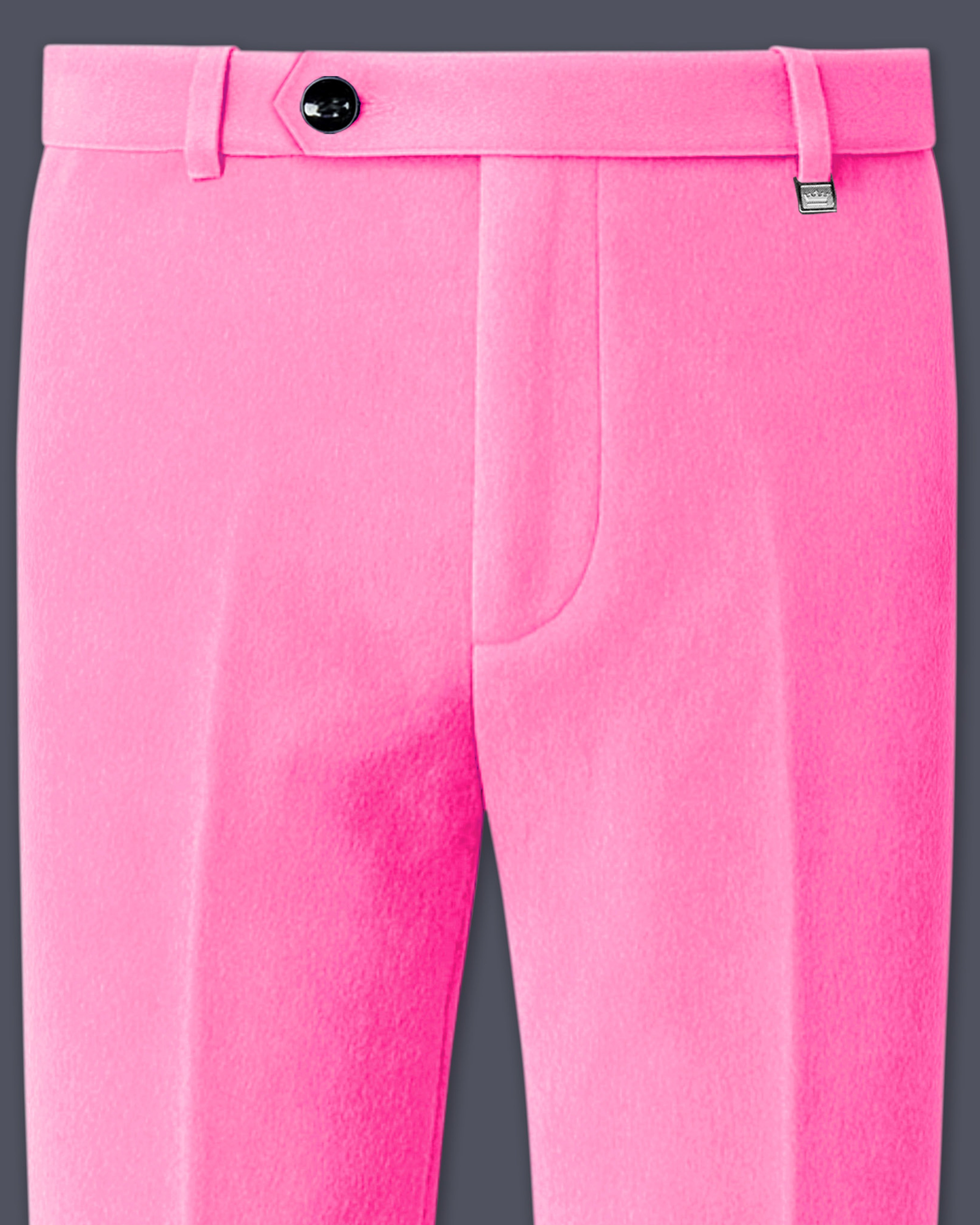 Regalis-Carnation Pink Velvet Stretchable Waistband Pant