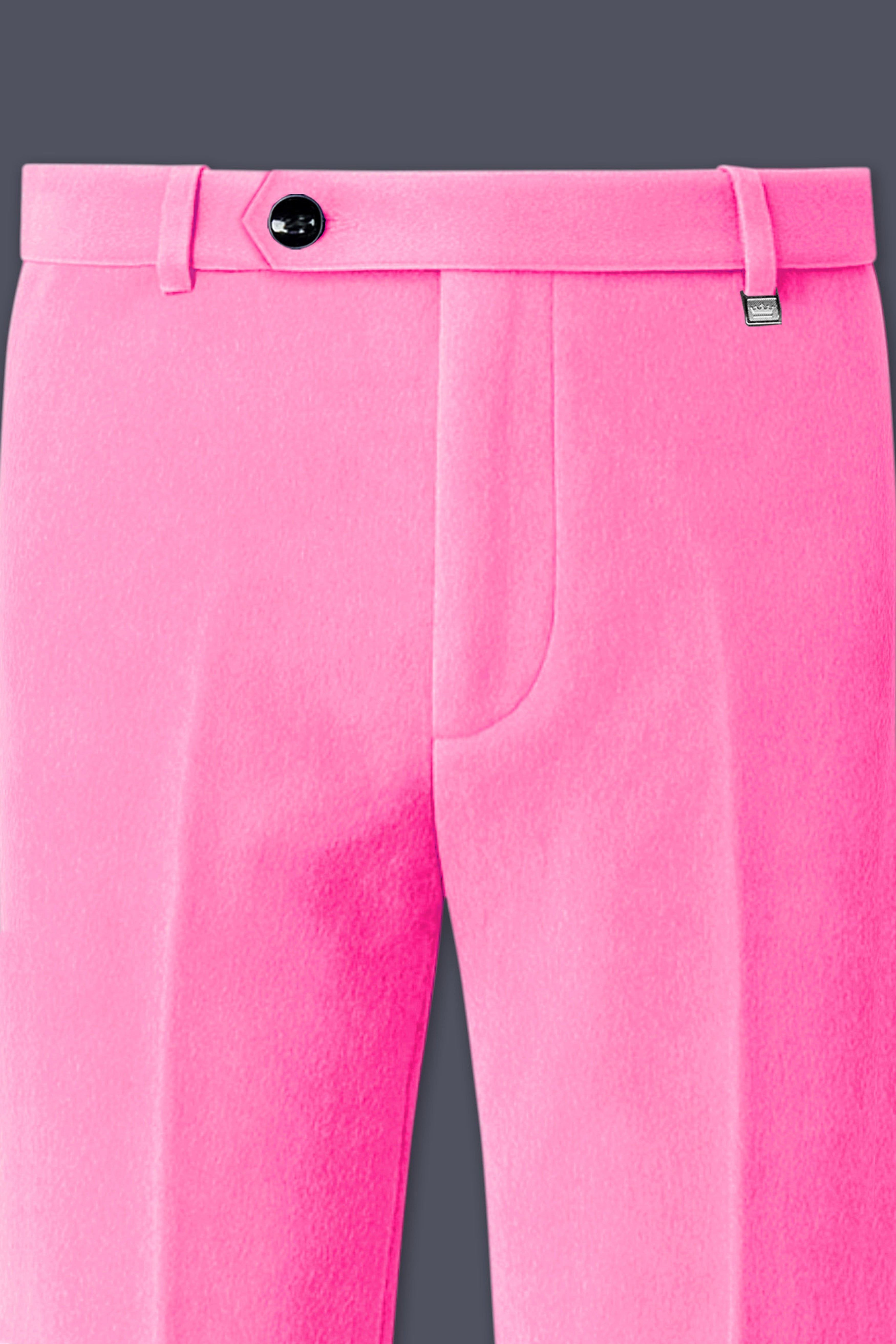 Regalis-Carnation Pink Velvet Stretchable Waistband Pant