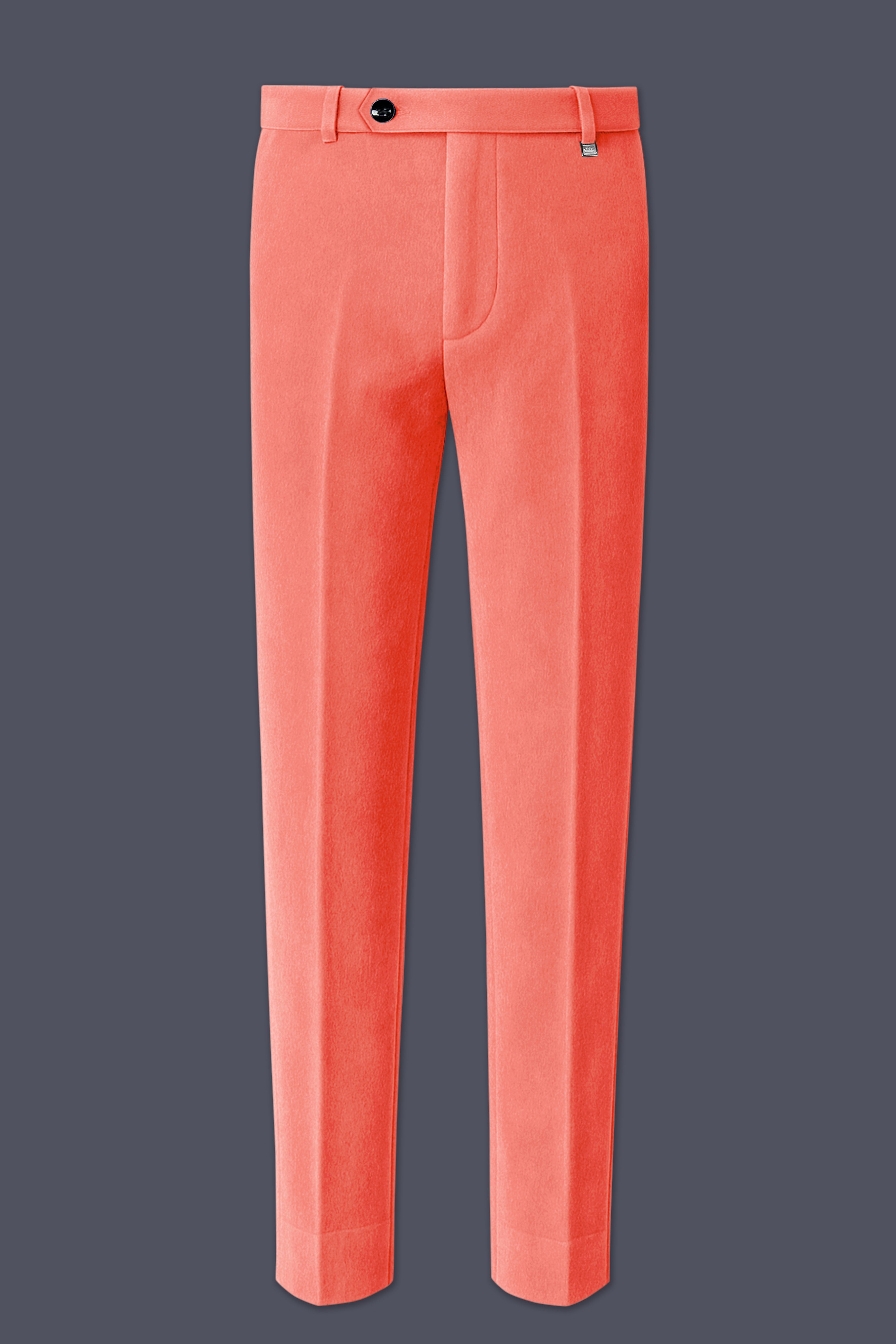 Saffron-Bittersweet Orange Velvet Stretchable Waistband Pant