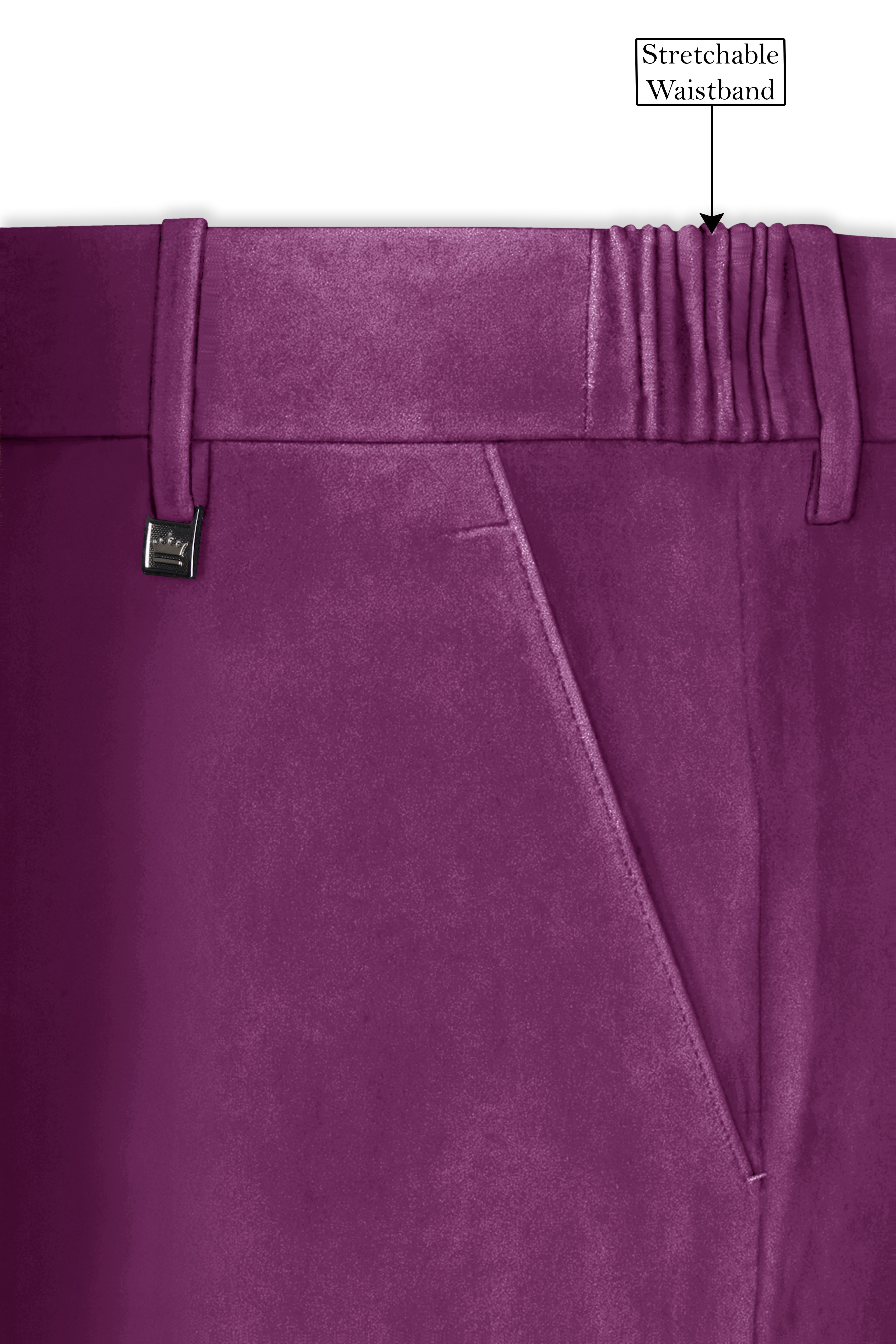 Imperial-Cannon Purple Velvet Stretchable Waistband Pant