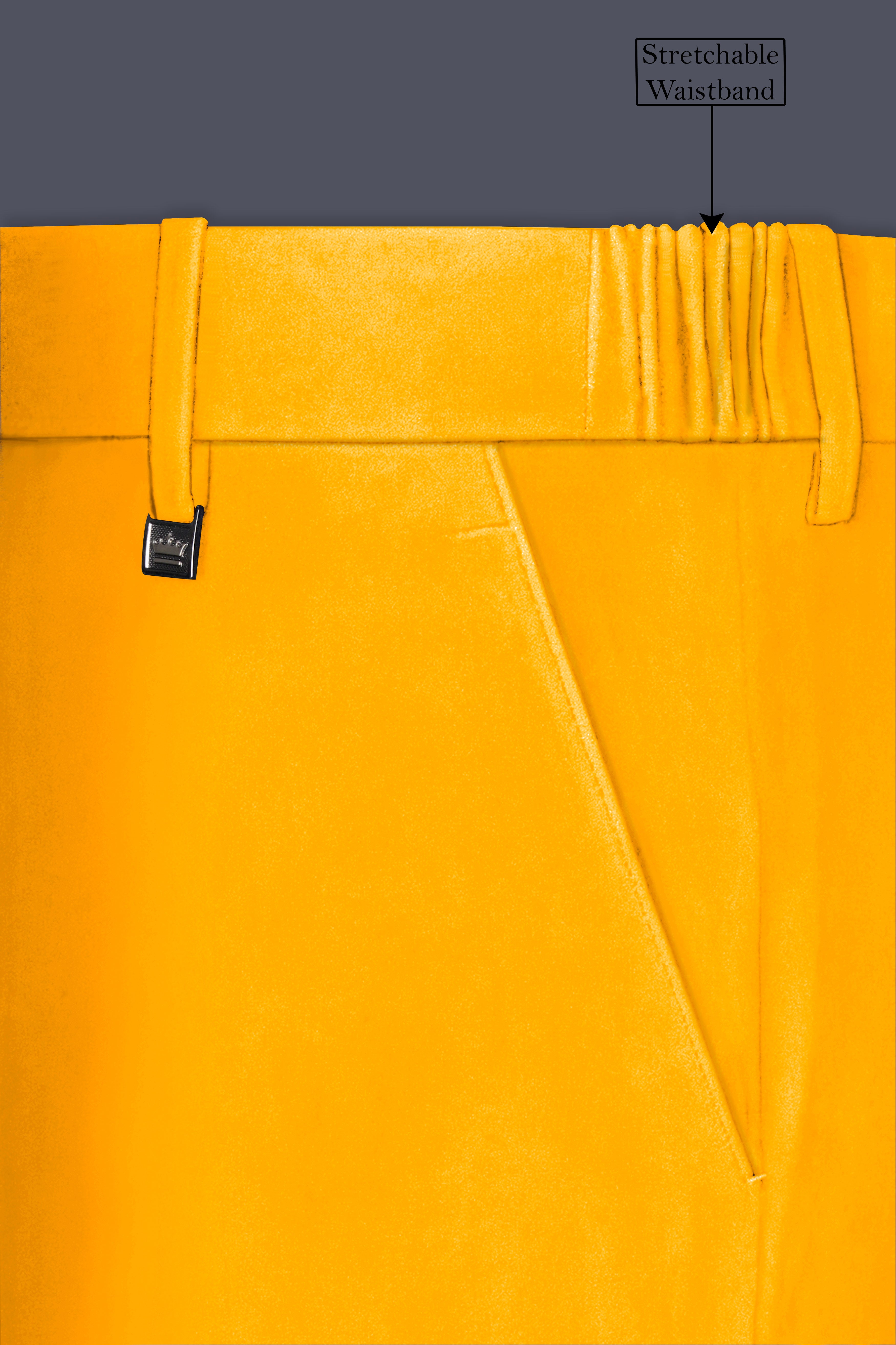 Marquis-Selective Yellow Velvet Stretchable Waistband Pant