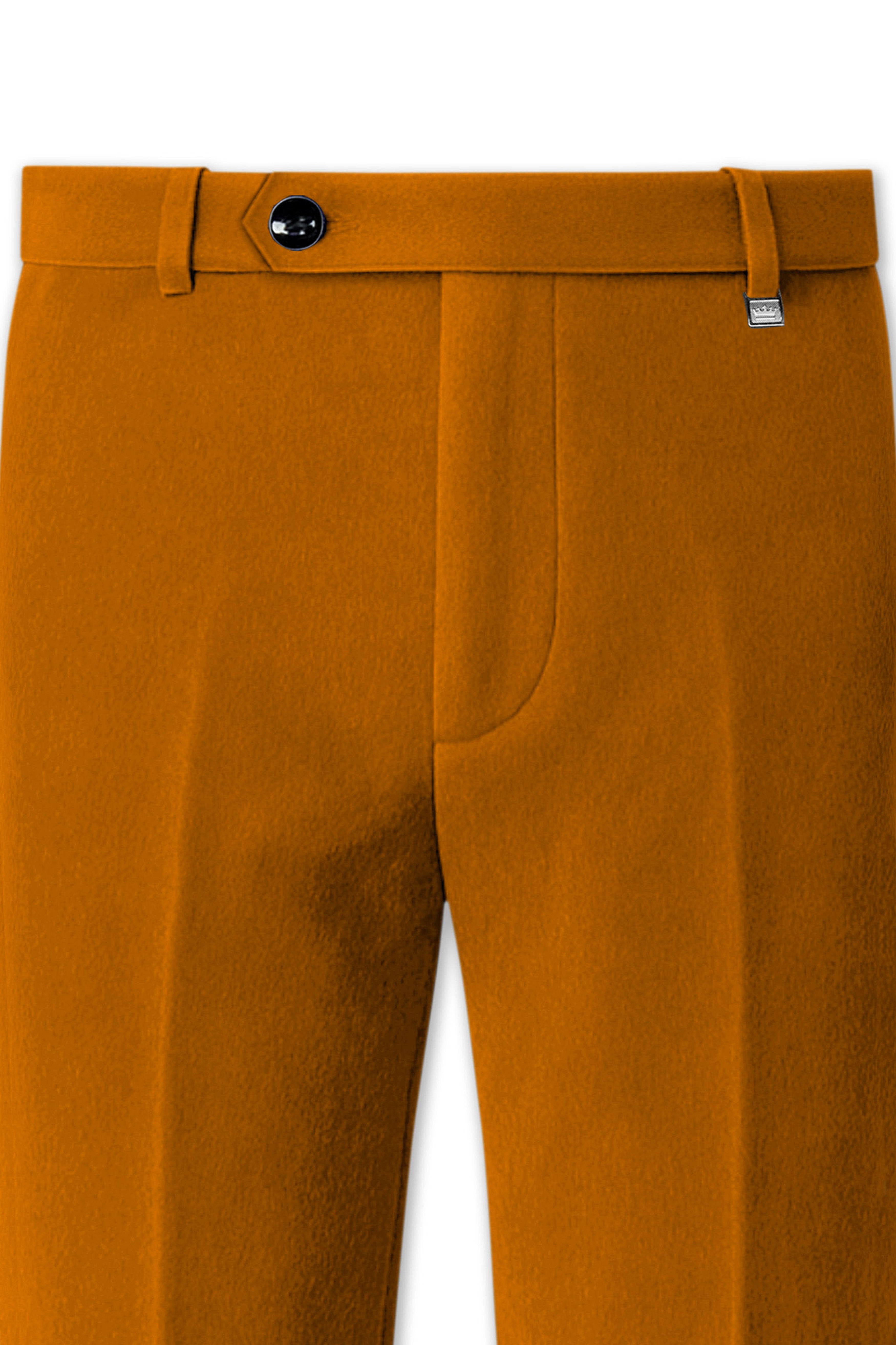 Volcan-Fiery Orange Velvet Stretchable Waistband Pant