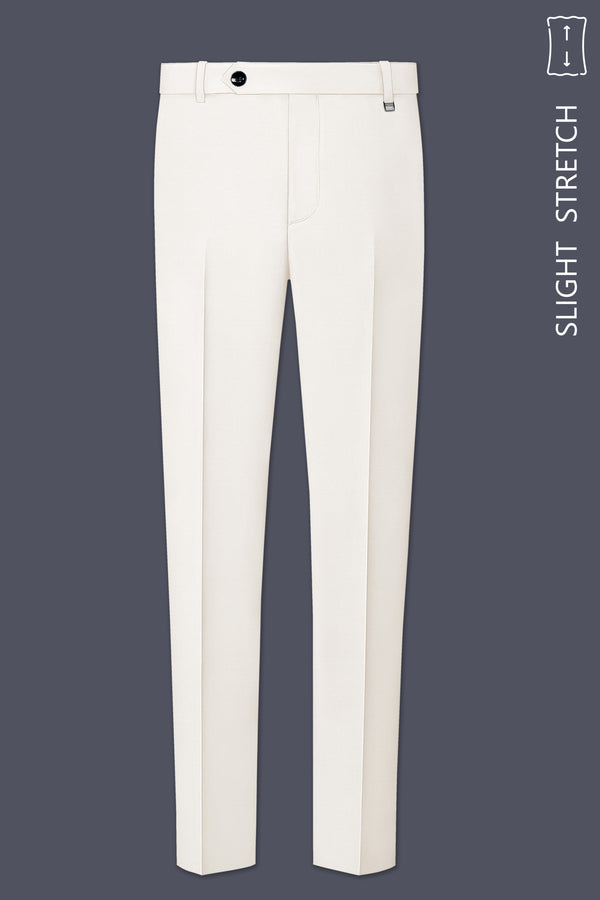 Ivory-Cararra Cream Wool Rich Slight Stretch Pant