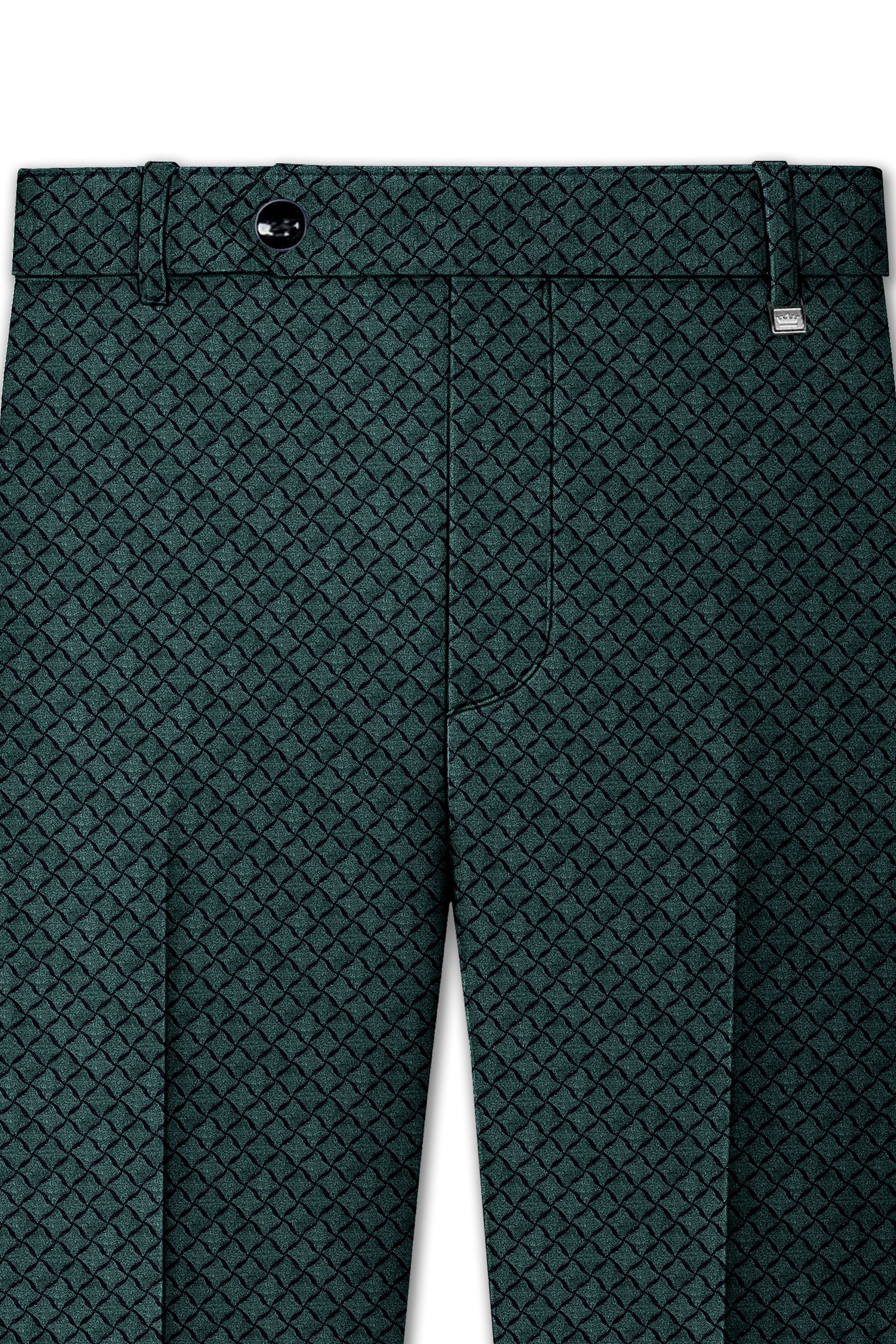 Gunmetal Green Jacquard Textured Designer Stretchable Waistband Pant