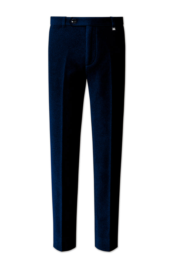 Ashen-Cinder Blue Velvet Stretchable Waistband Pant