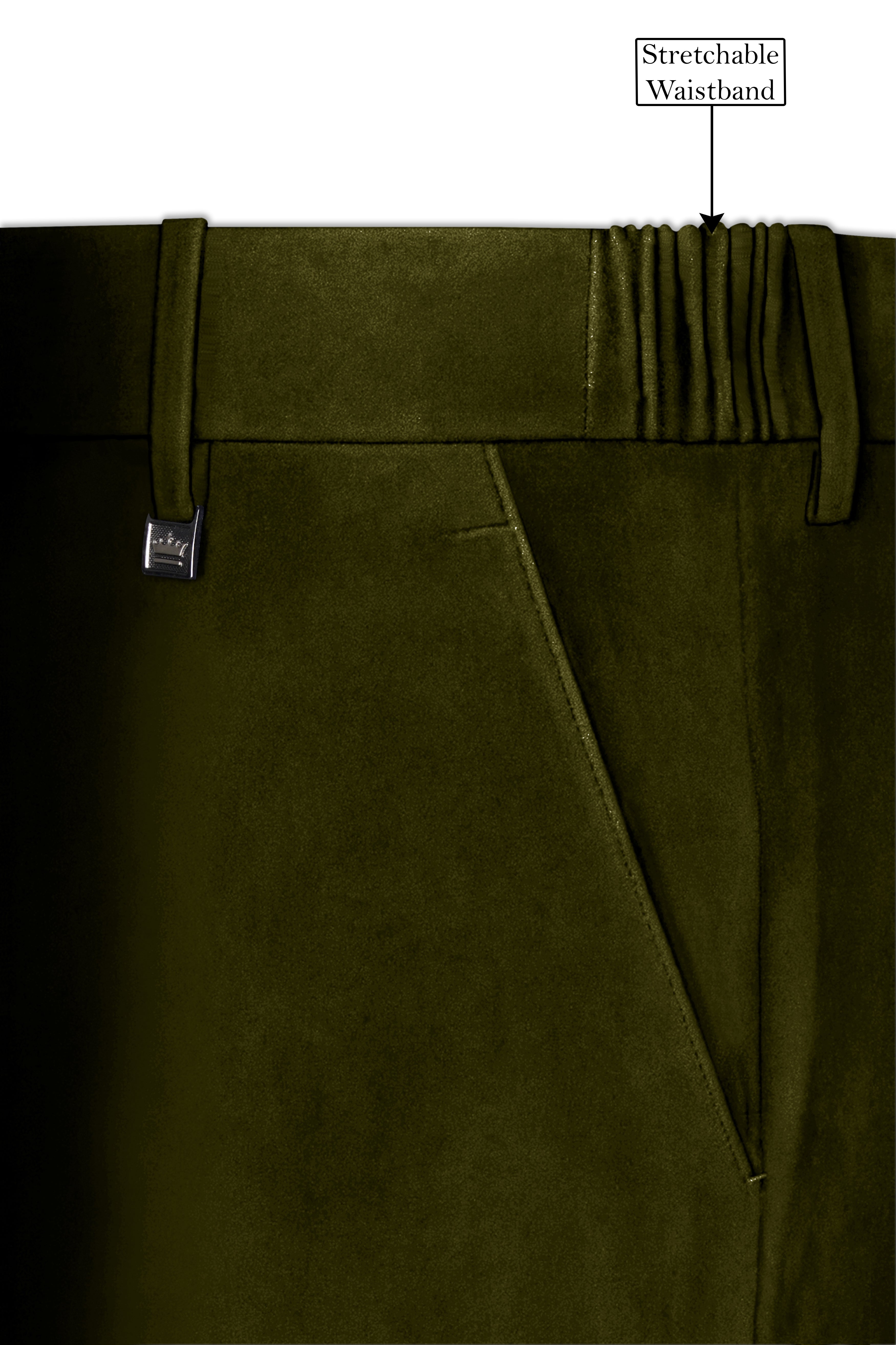 Hunter-Clinker Green Velvet Stretchable Waistband Pant