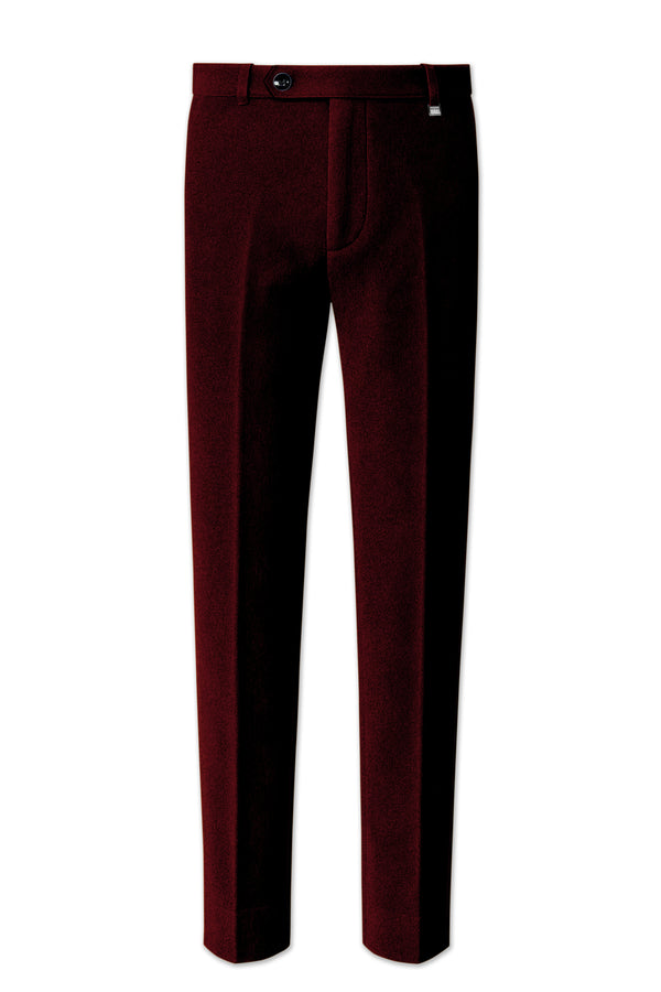 Crimson-Sepia Red Velvet Stretchable Waistband Pant