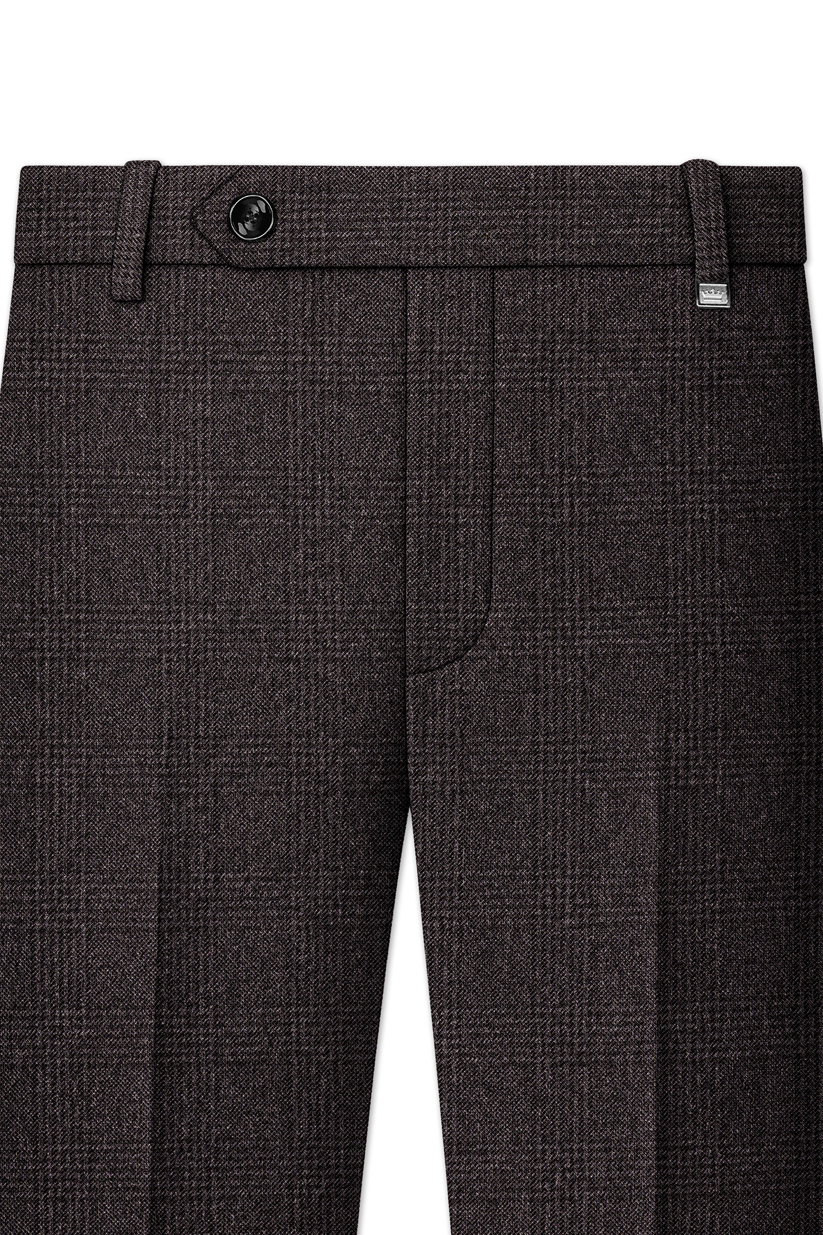 Bruno-Chicago Brown Wales Plaid Tweed Stretchable Waistband Pant