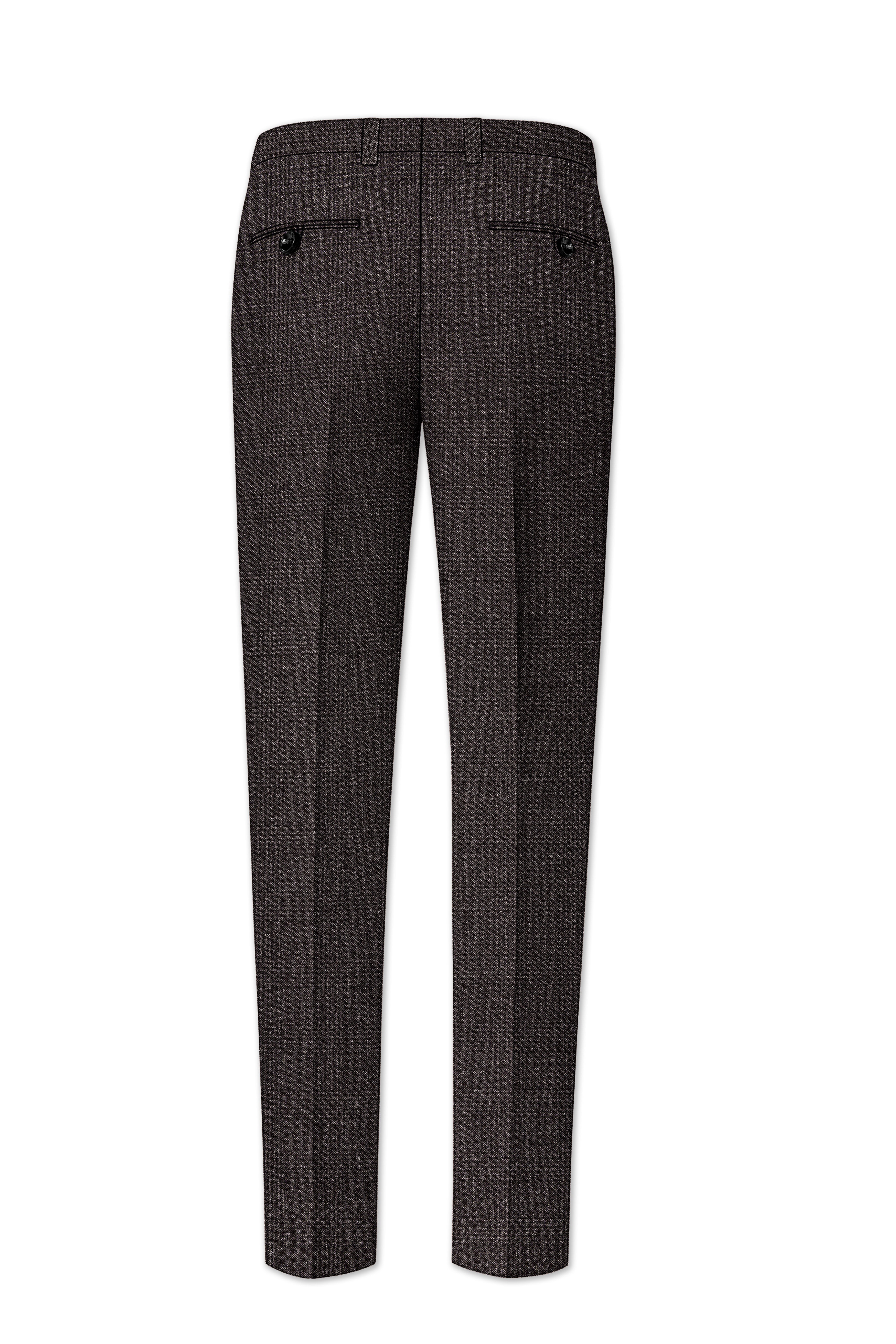 Bruno-Chicago Brown Wales Plaid Tweed Stretchable Waistband Pant