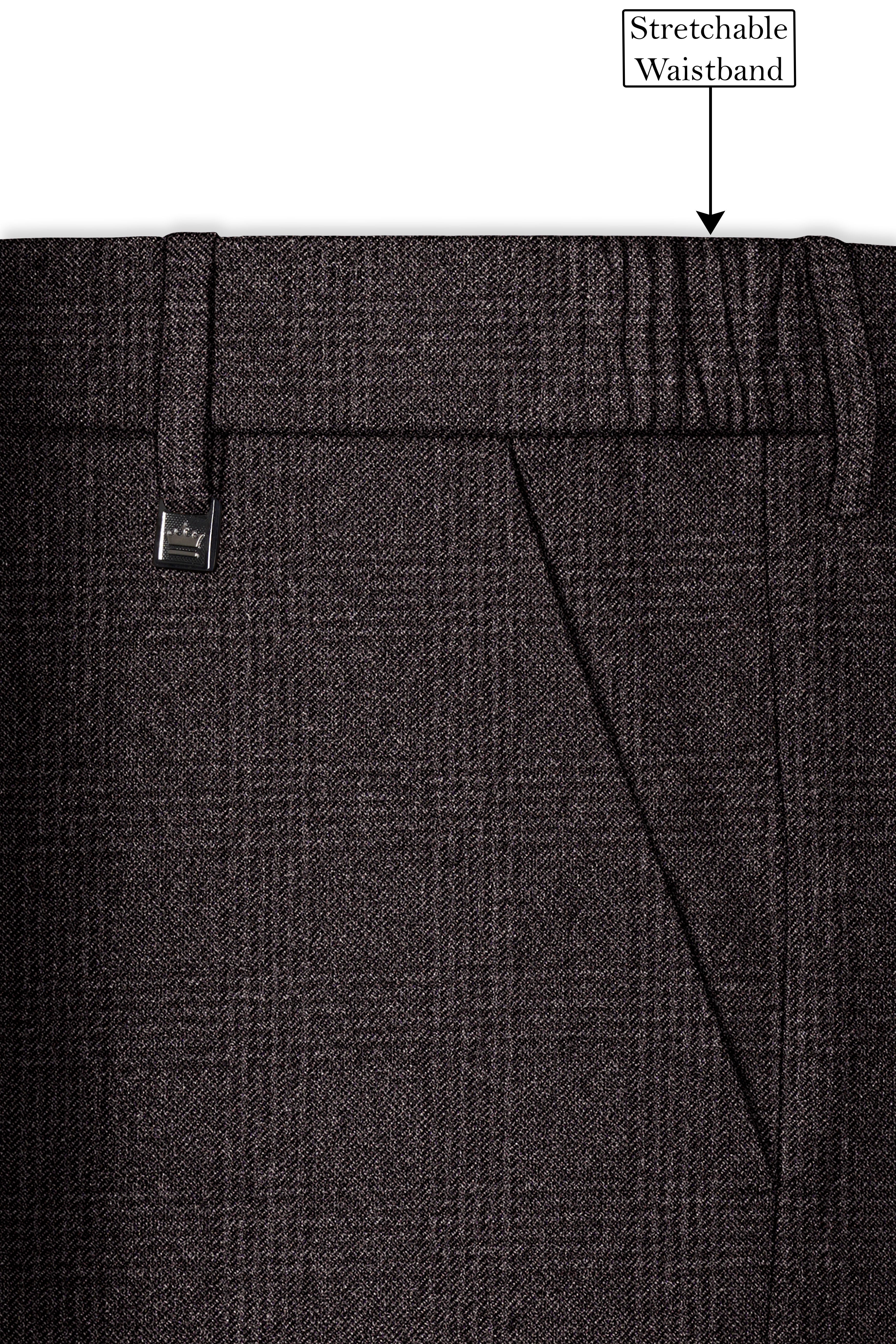 Bruno-Chicago Brown Wales Plaid Tweed Stretchable Waistband Pant