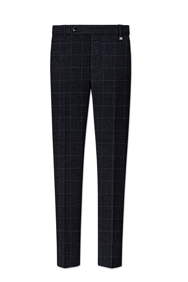 Fenrir-Shark Gray windowpane Tweed Stretchable Waistband Pant