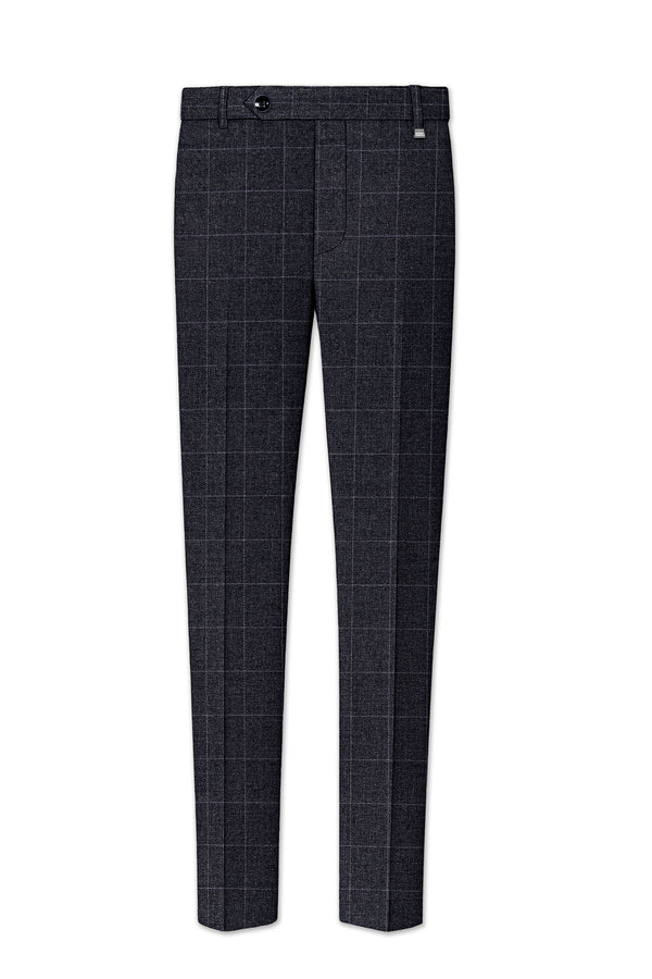 Fenrir-Shark Gray windowpane Tweed Stretchable Waistband Pant