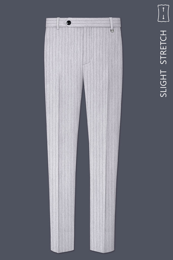 Grisvoro-Sterling Gray Pin Striped Wool Rich Slight Stretch Waistband Pant